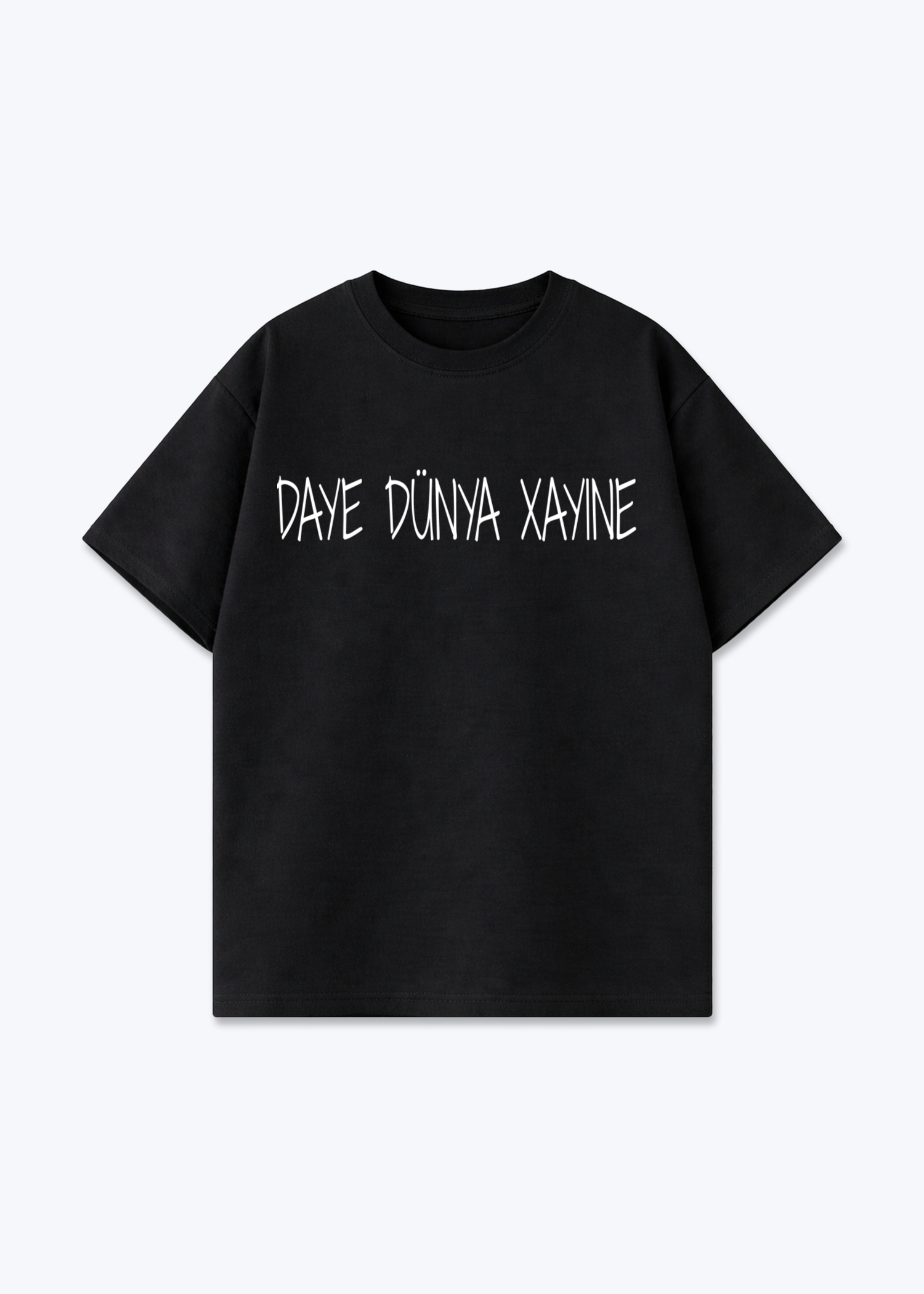 DAYE DÜNYA XAYINE Oversized T-Shirt - Black Front (Designed)