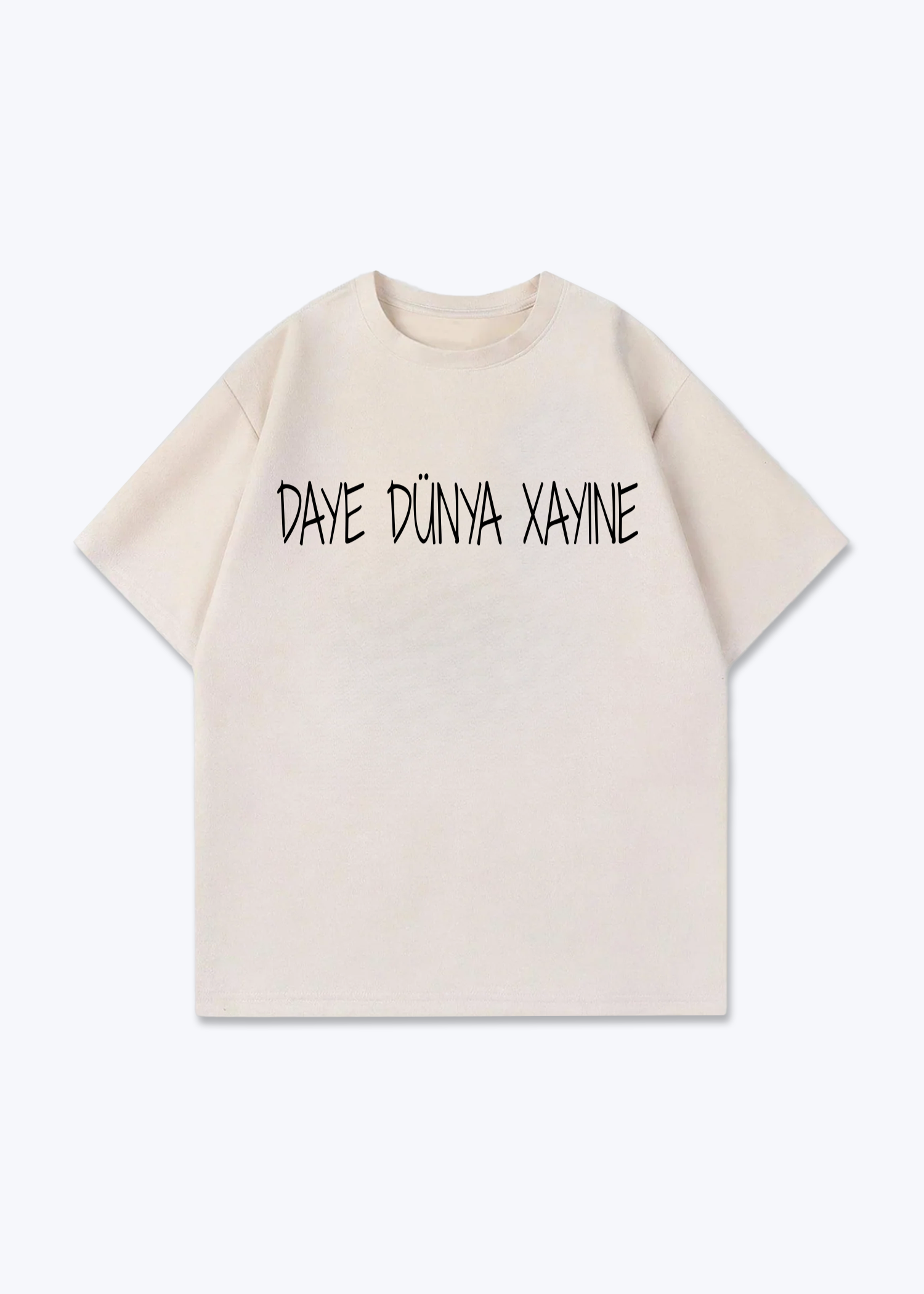 DAYE DÜNYA XAYINE Oversized T-Shirt - Beige Front (Designed)
