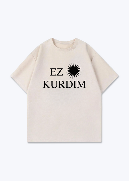 Ez Kurdim Oversized T-Shirt - Beige Front (Designed)