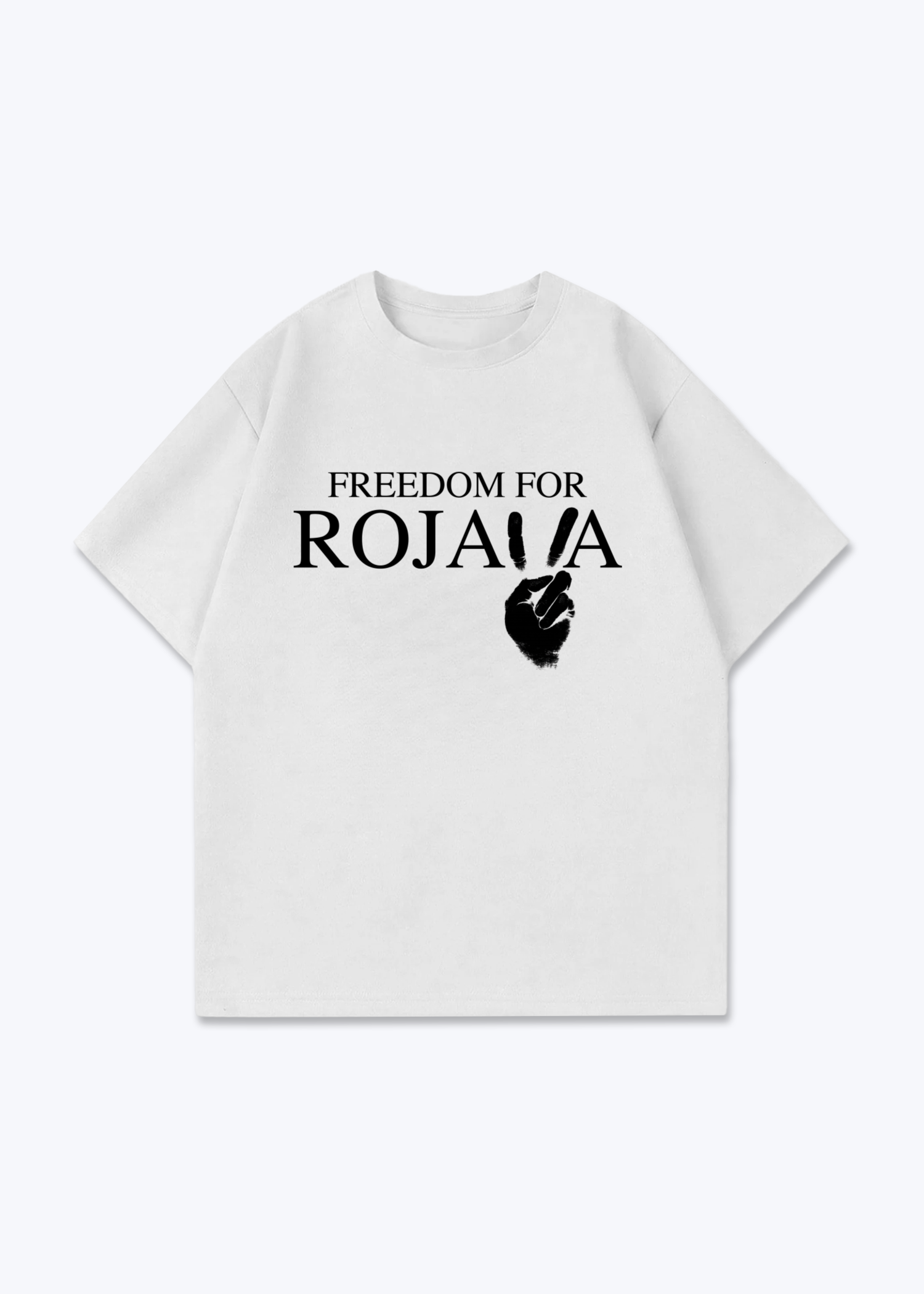 Rojava Oversized T-Shirt - White Front (Designed)