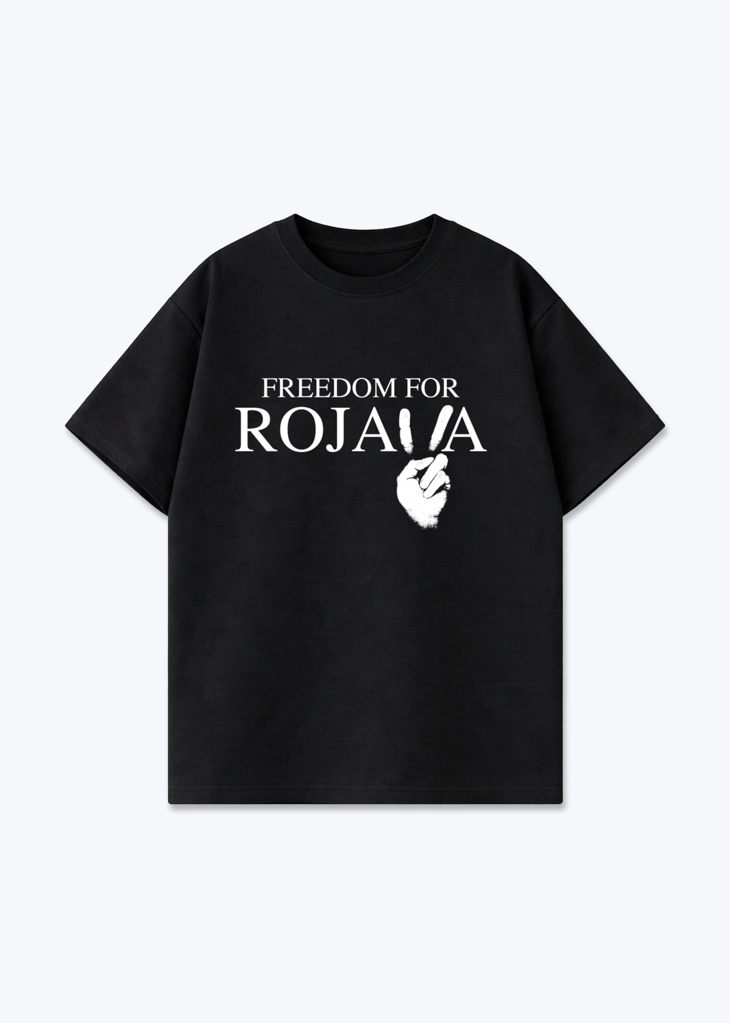 Rojava Oversized T-Shirt - Black Front (Designed)