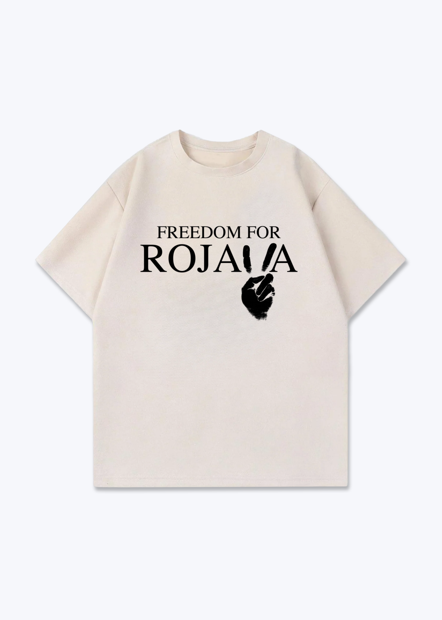 Rojava Oversized T-Shirt - Beige Front (Designed)