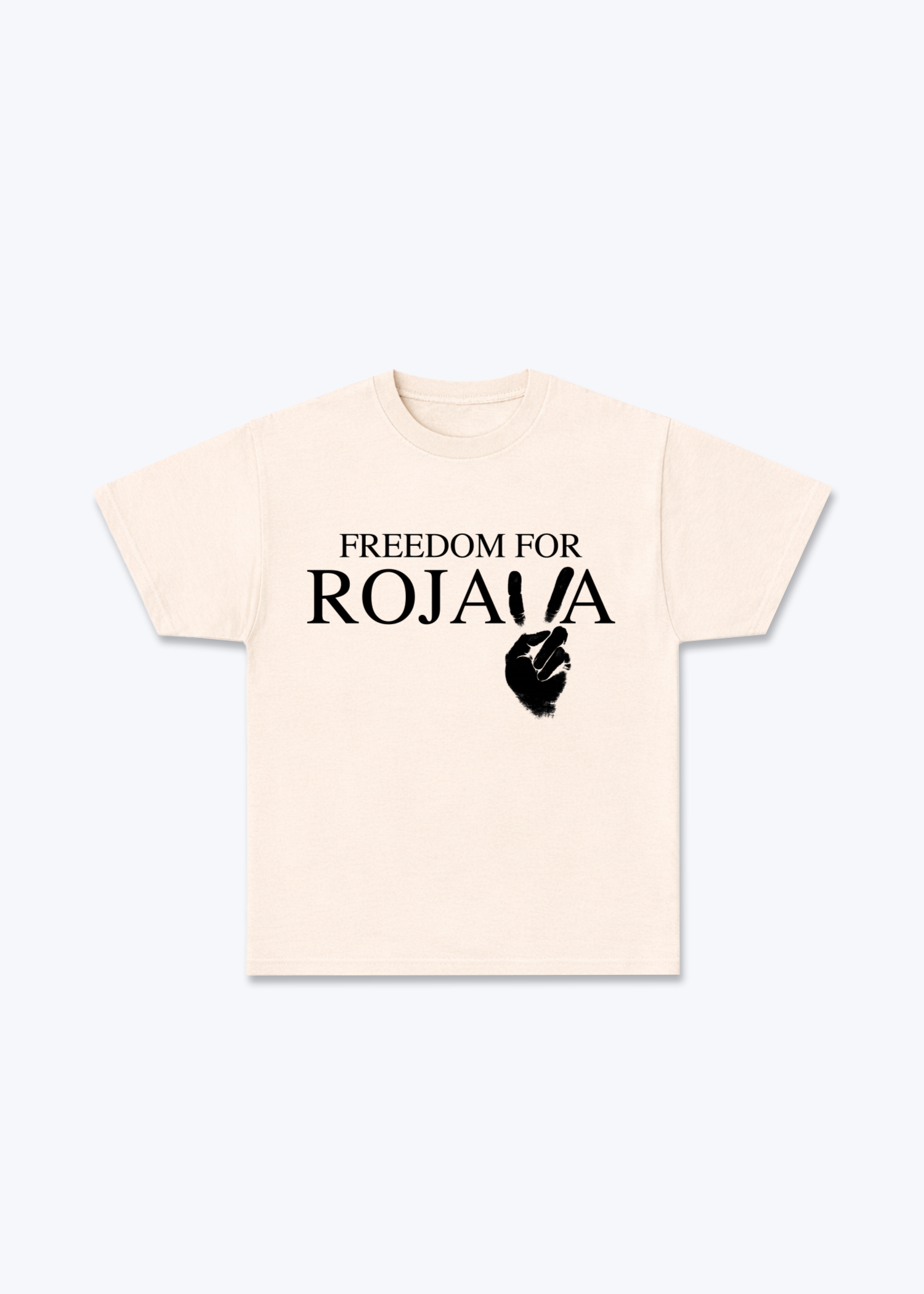 Rojava T-Shirt - Beige Front (Designed)