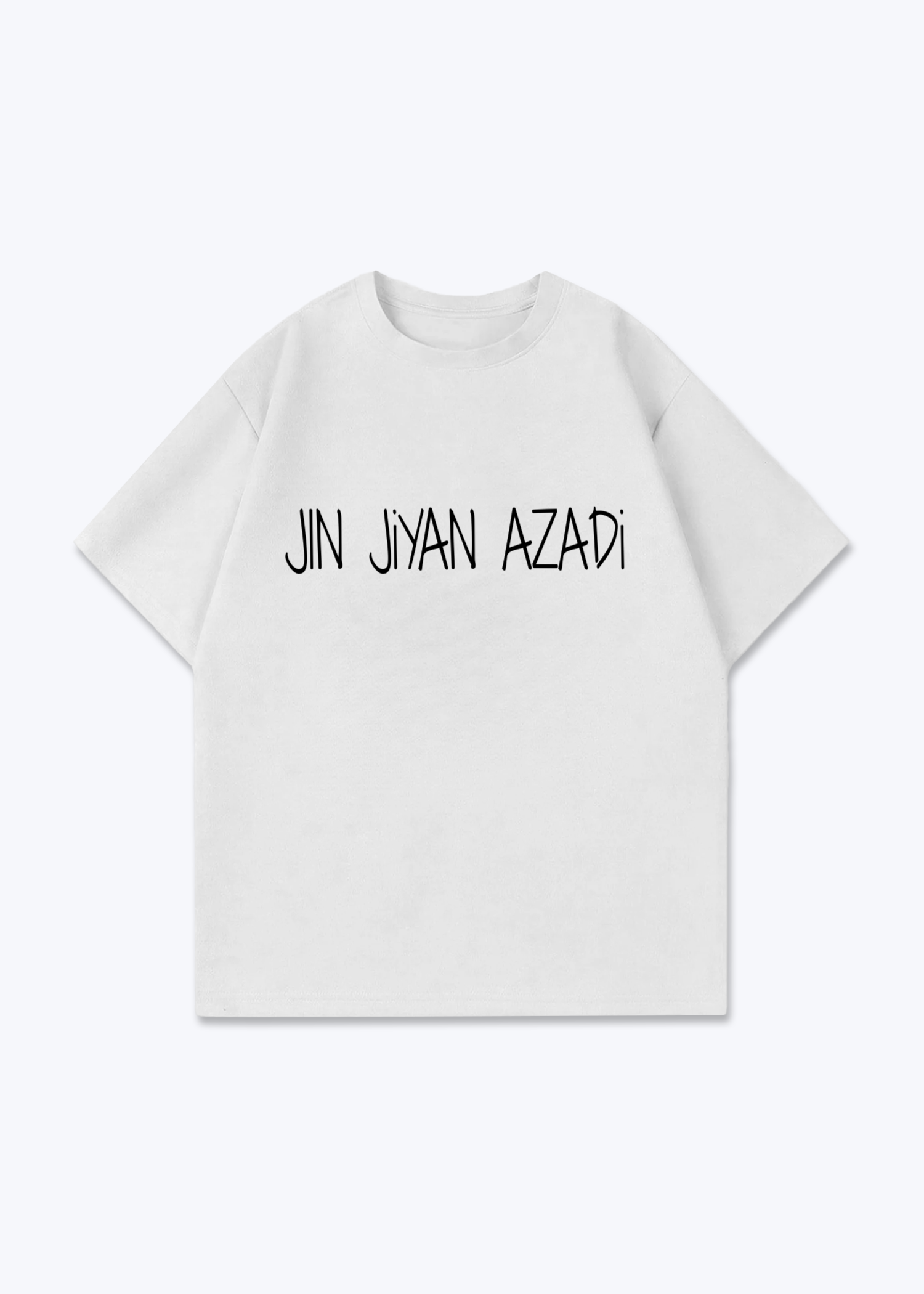 Jin Jiyan Azadi Oversized T-Shirt - White Front (Designed)