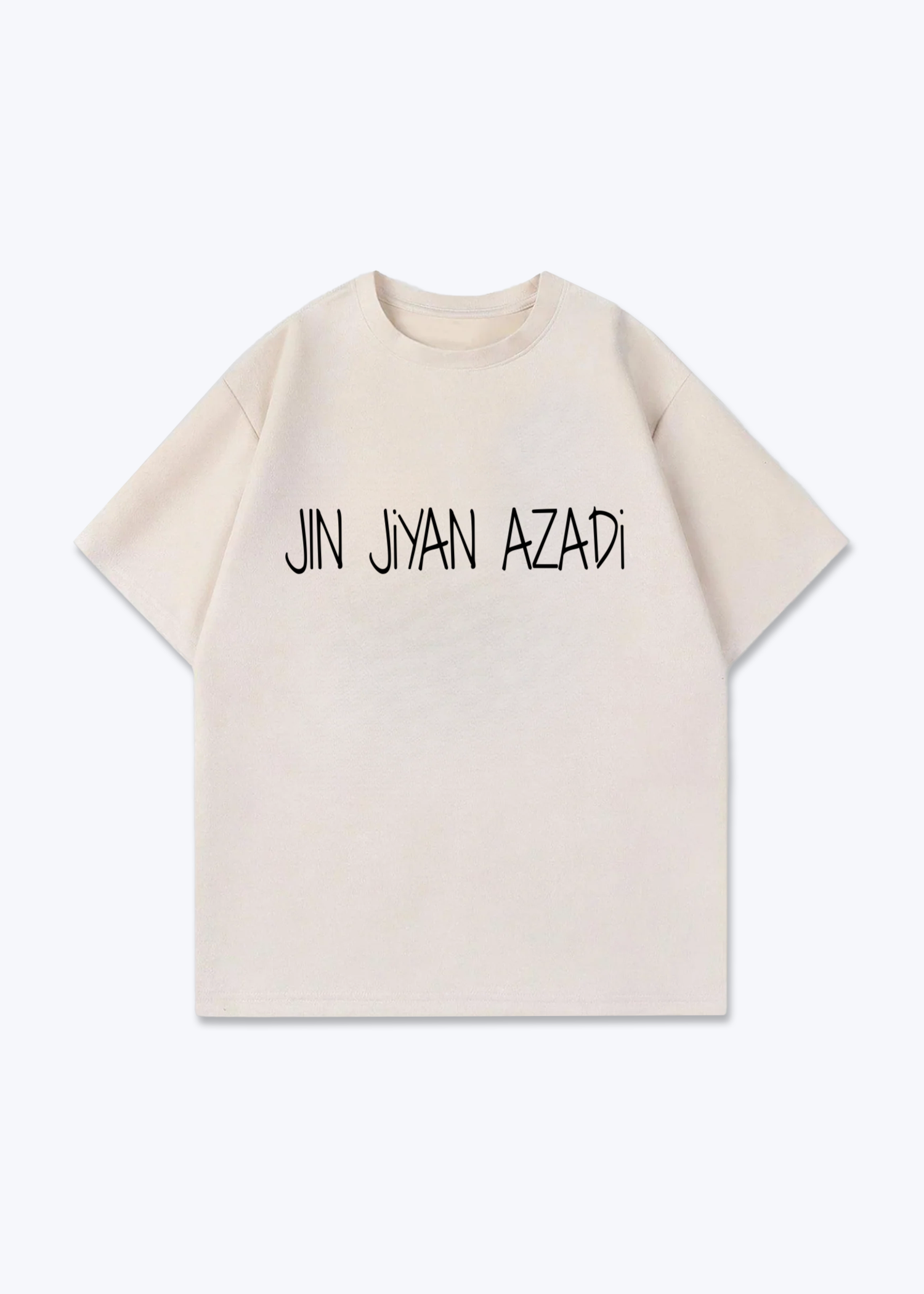 Jin Jiyan Azadi Oversized T-Shirt - Beige Front (Designed)