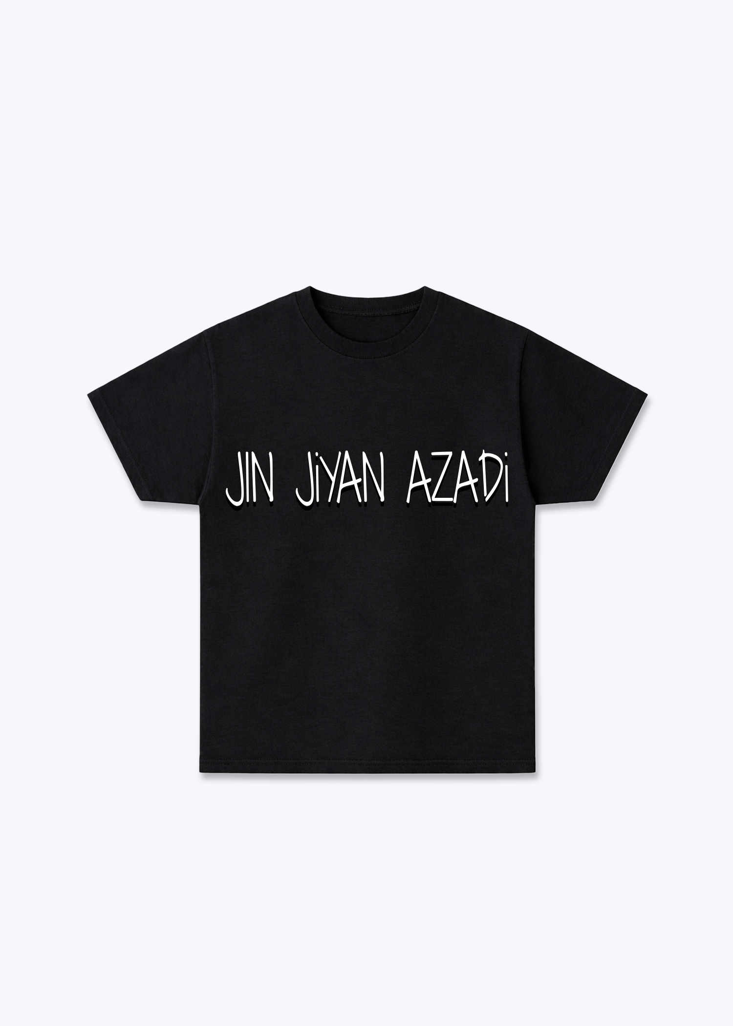 Jin Jiyan Azadi T-Shirt - Black Front (Designed)