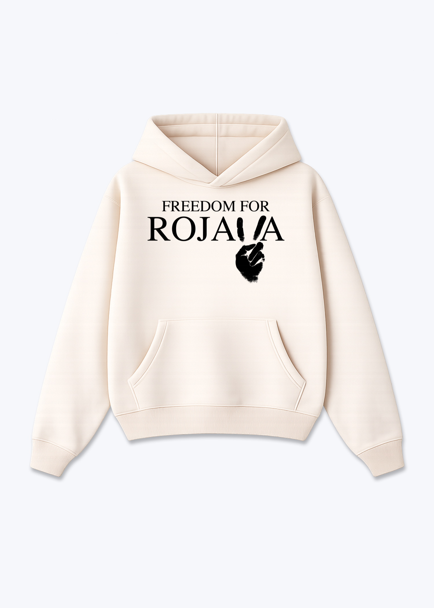 Rojava Hoodie - Beige Front (Designed)