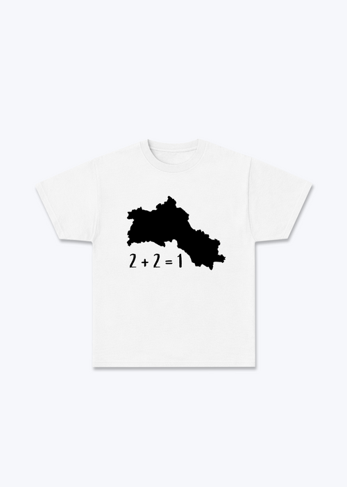 2+2=1 V2 T-Shirt - White Front (Designed)