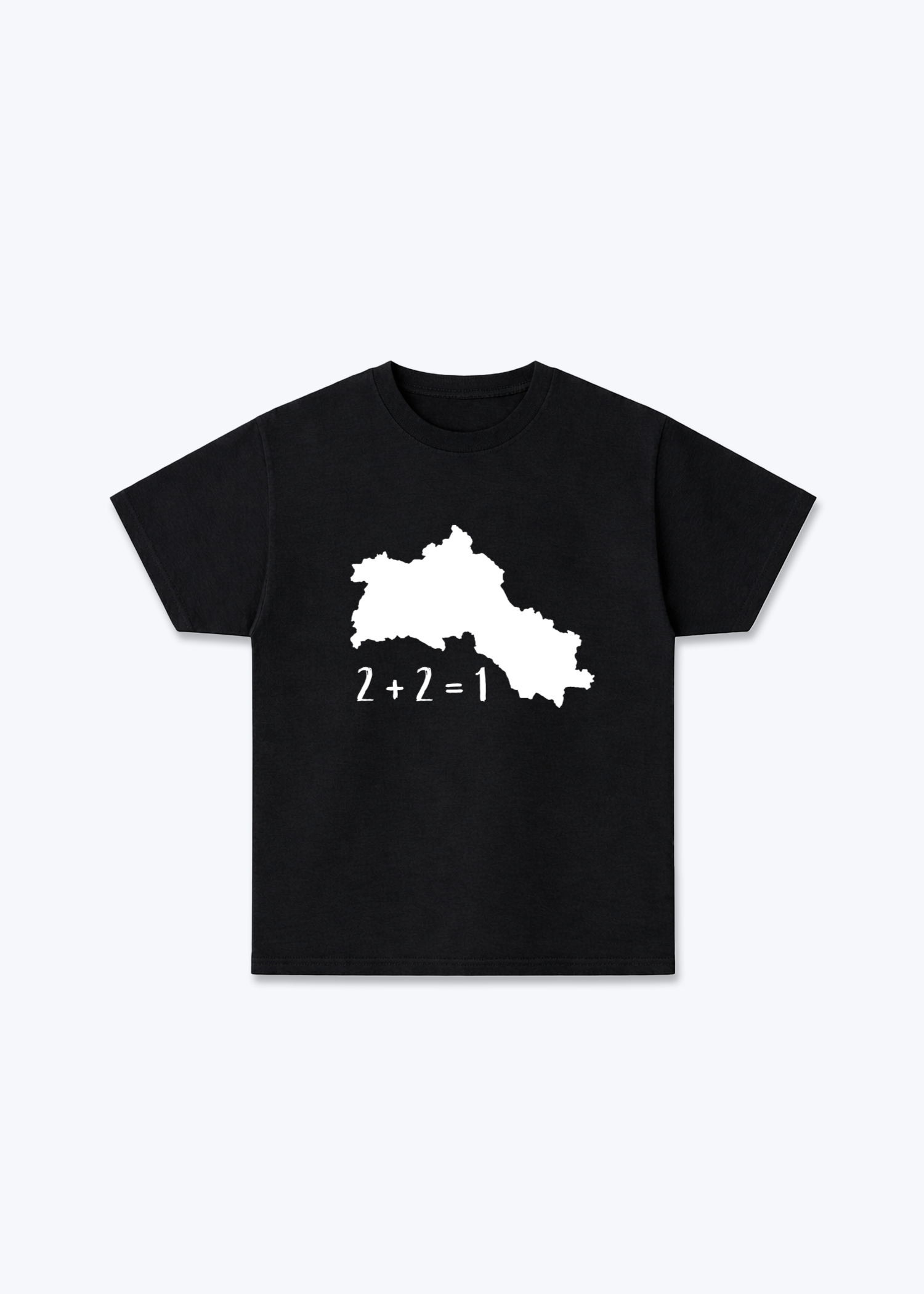 2+2=1 V2 T-Shirt - Black Front (Designed)