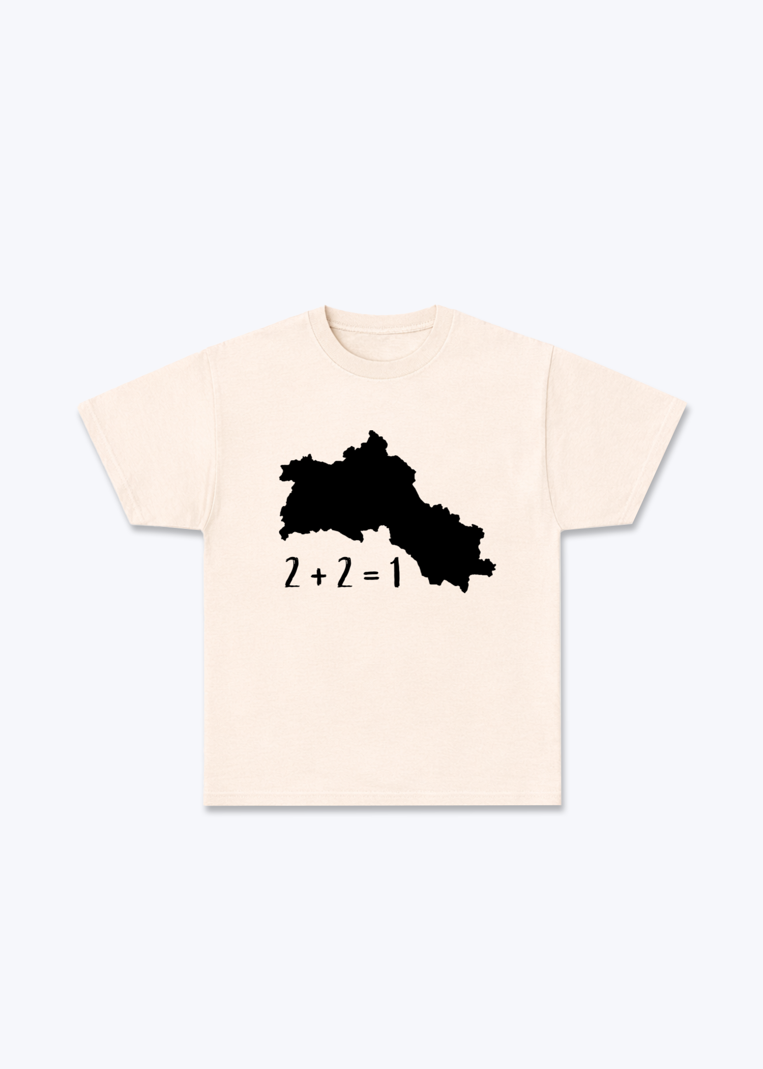 2+2=1 V2 T-Shirt - Beige Front (Designed)