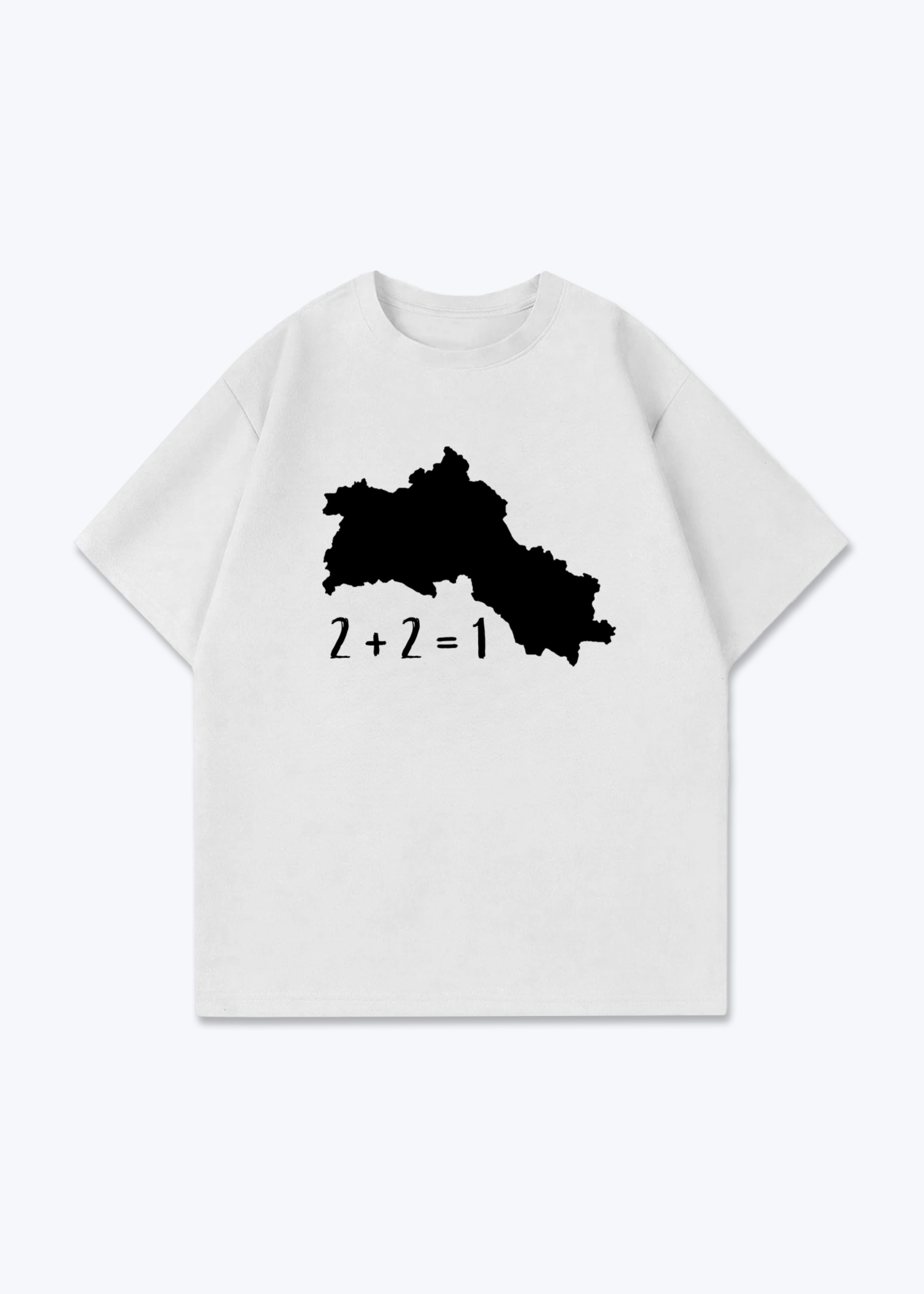 2+2=1 V2 Oversized T-Shirt - White Front (Designed)