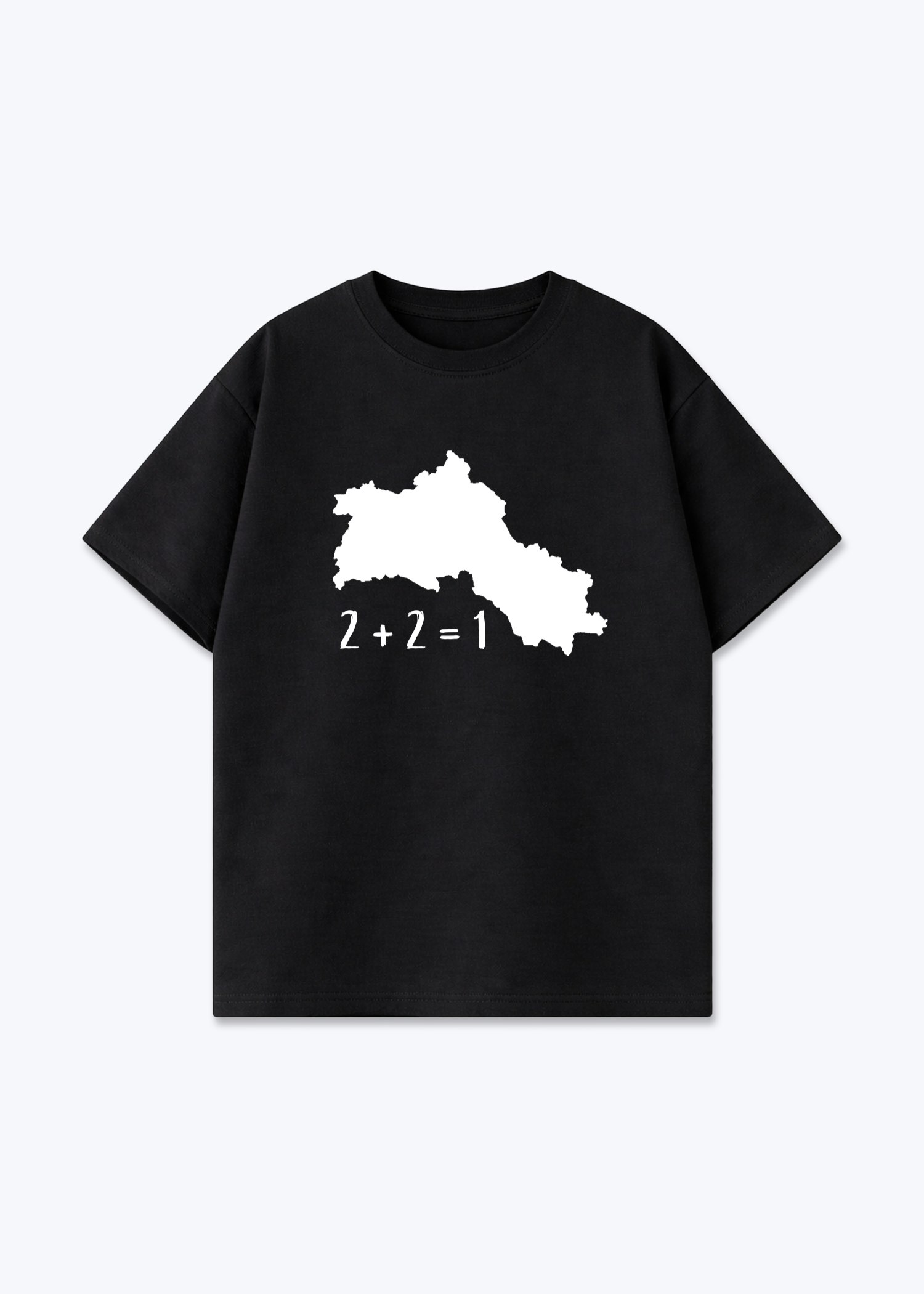 2+2=1 V2 Oversized T-Shirt - Black Front (Designed)