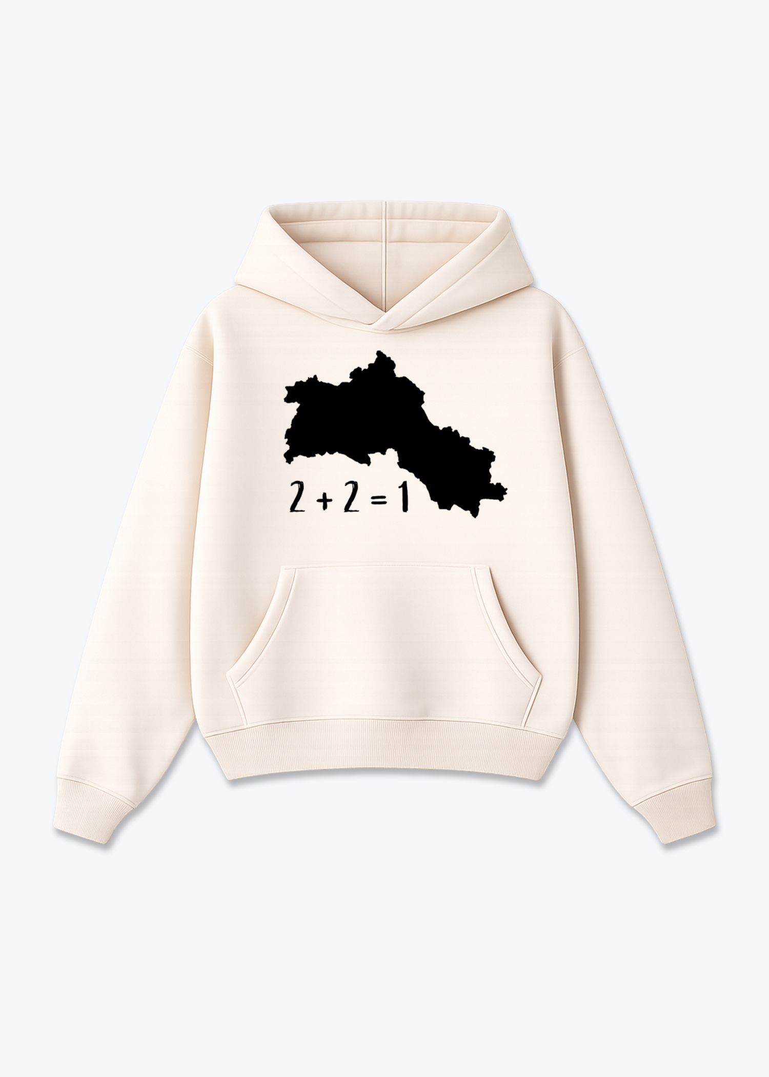 2+2=1 V2 Hoodie - Beige Front (Designed)