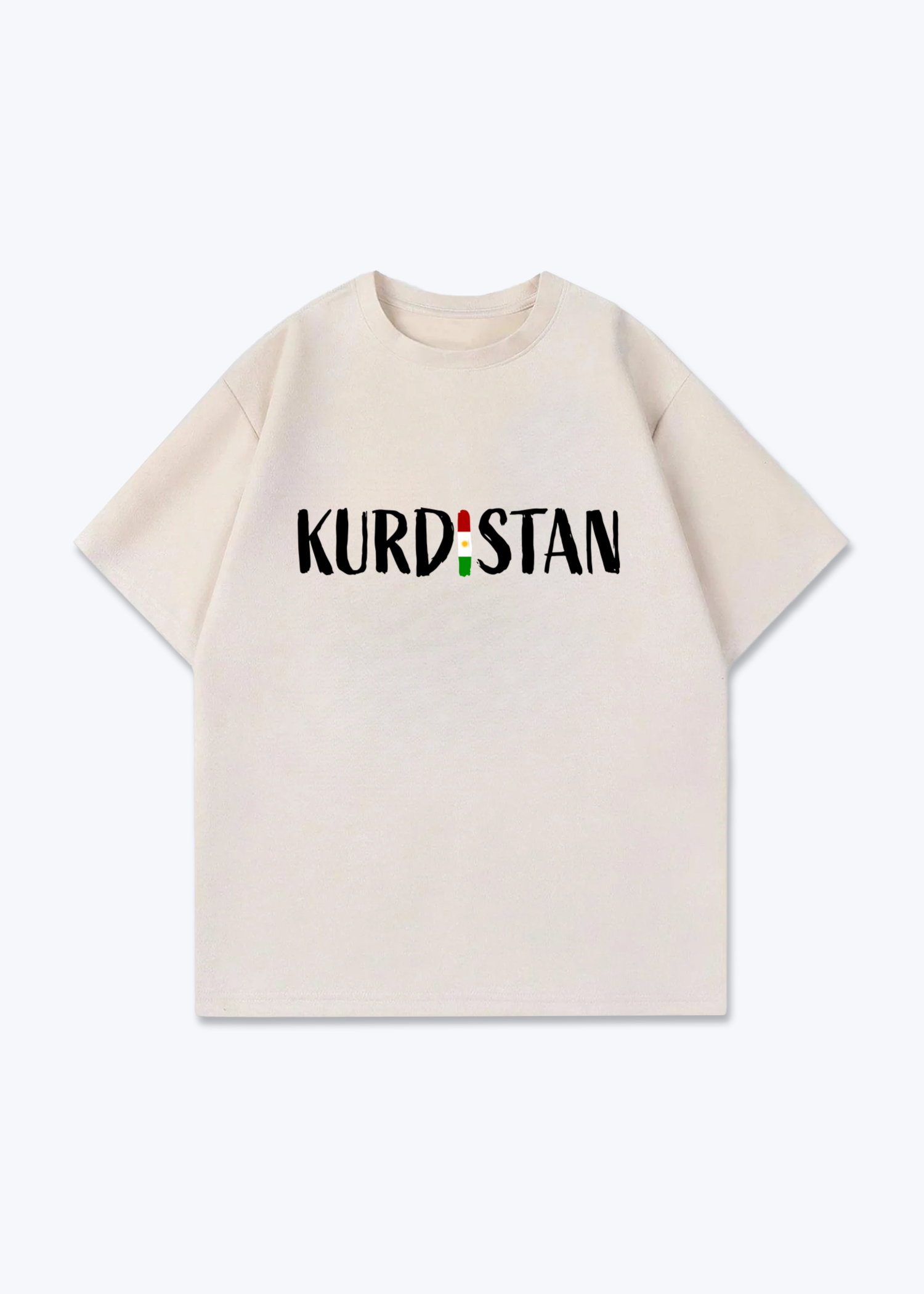 Kurdistan V2 Oversized T-Shirt - Beige Front (Designed)