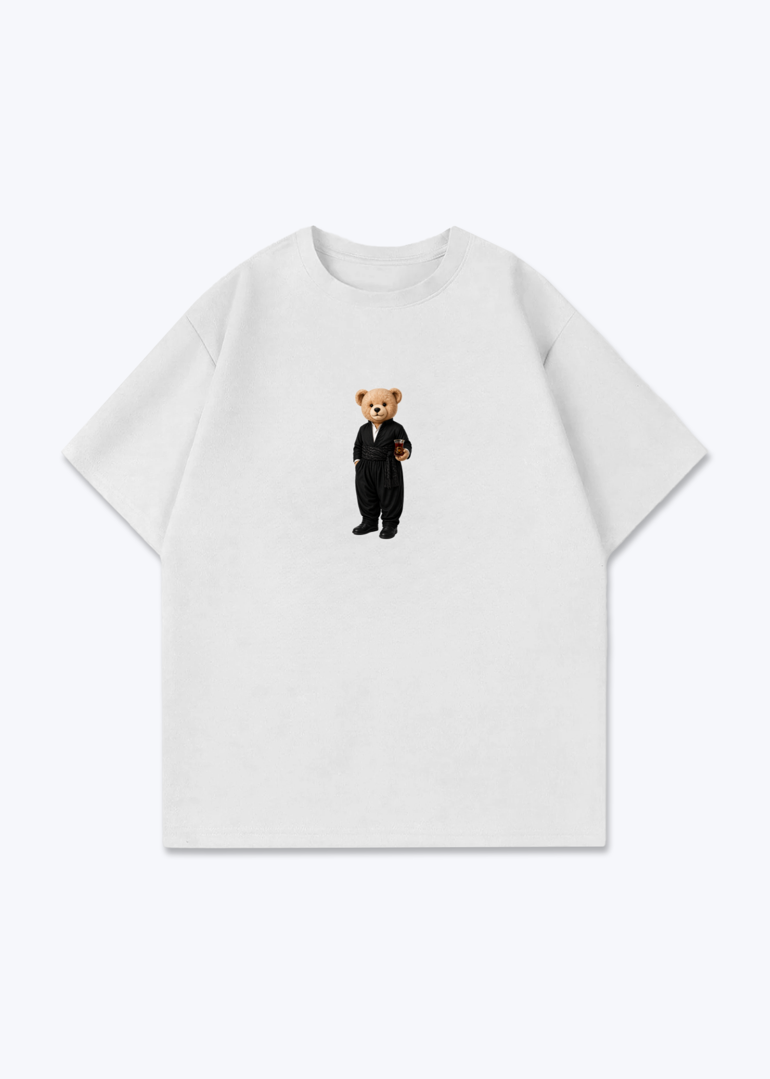 Hirç Black Oversized T-Shirt - White Front (Designed)