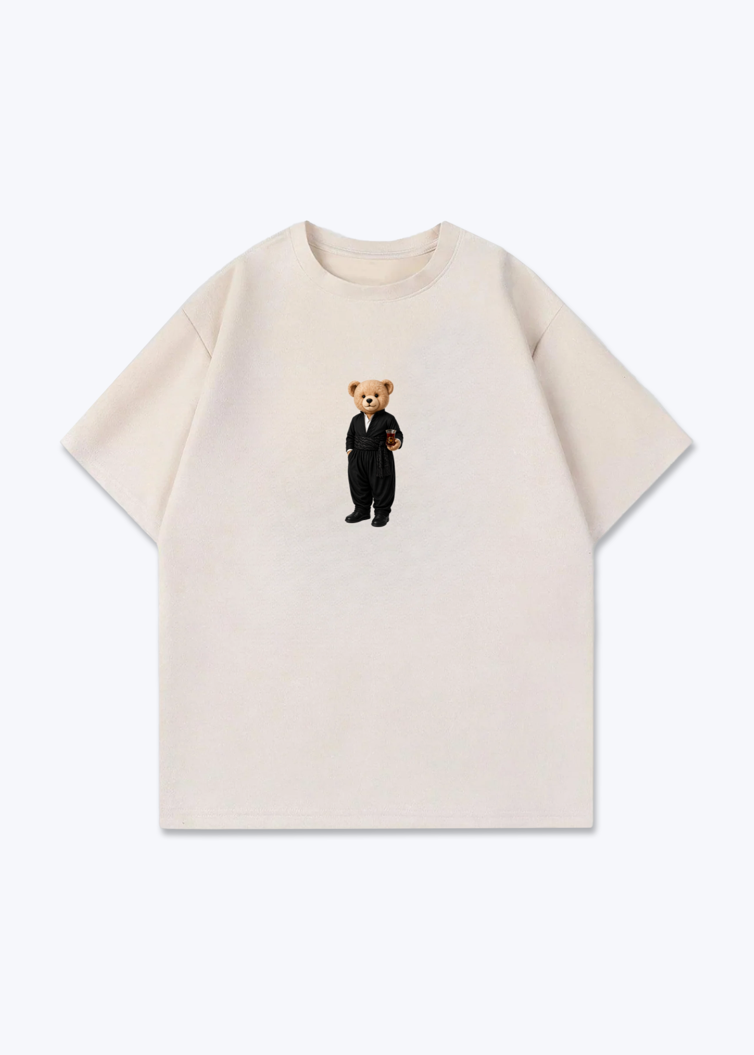 Hirç Black Oversized T-Shirt - Beige Front (Designed)