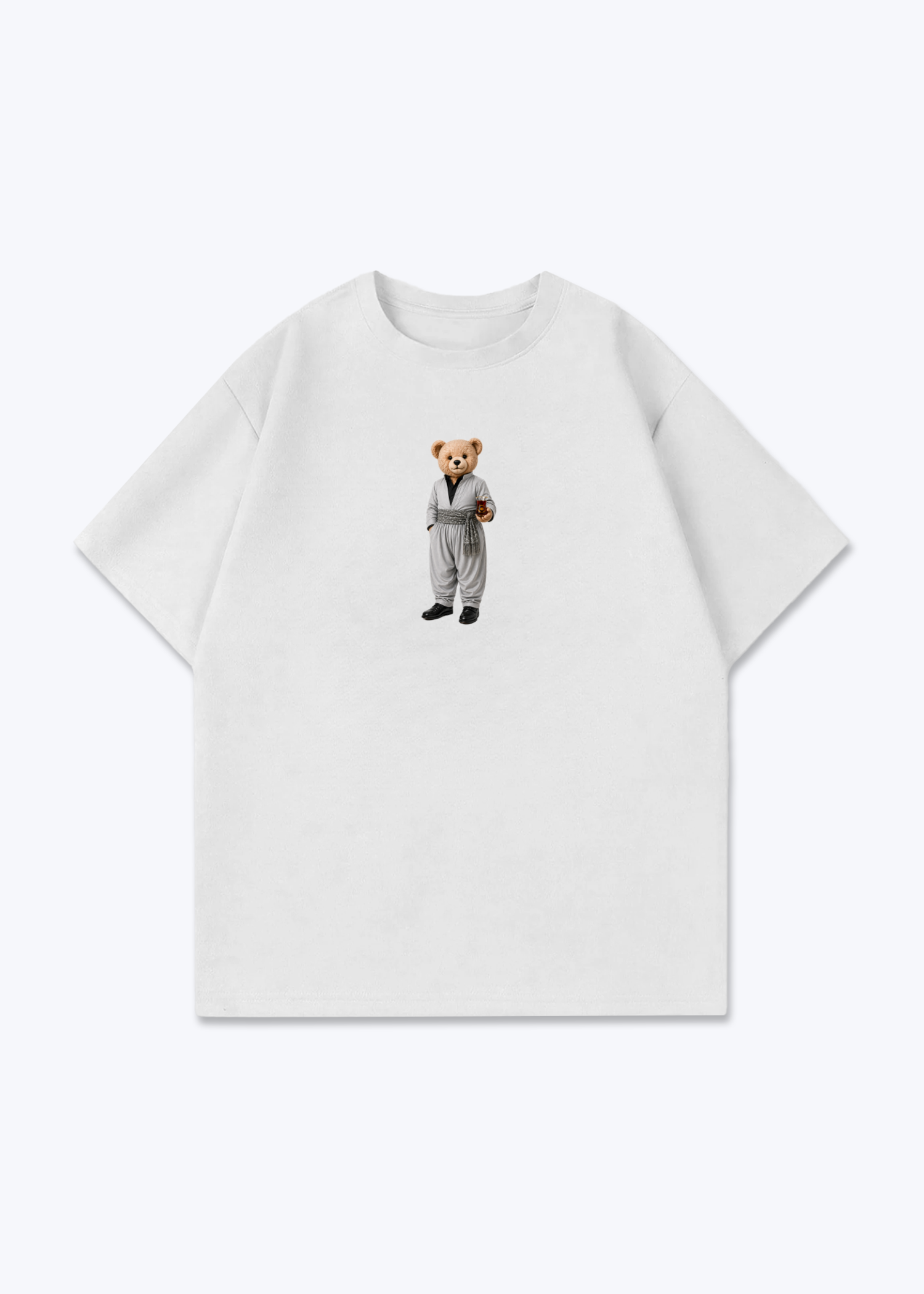 Hirç Grey Oversized T-Shirt - White Front (Designed)