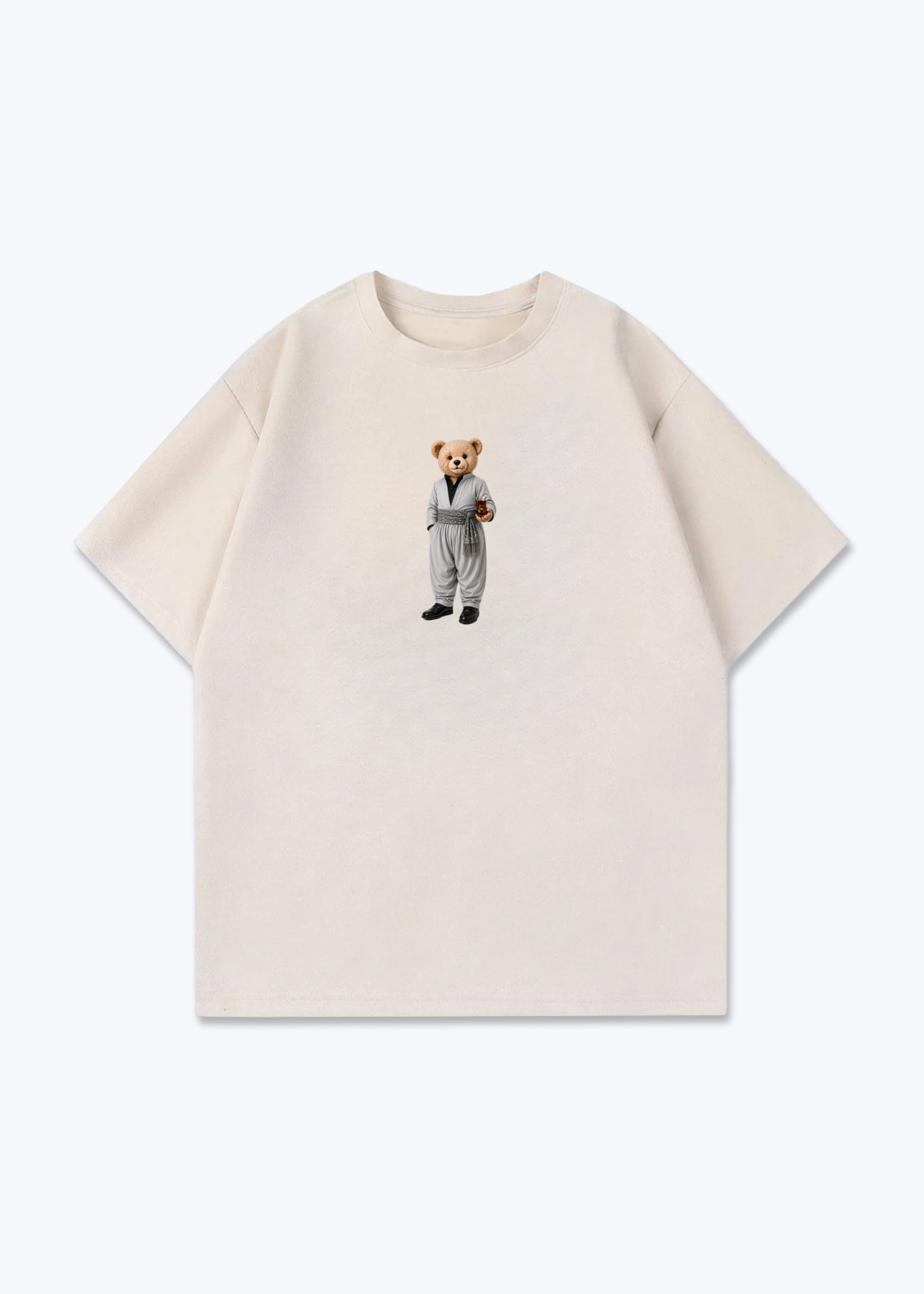 Hirç Grey Oversized T-Shirt - Beige Front (Designed)