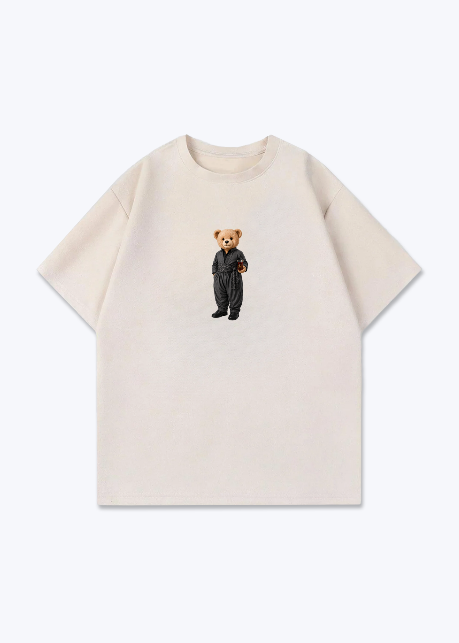 Hirç Dark Grey Oversized T-Shirt - Beige Front (Designed)