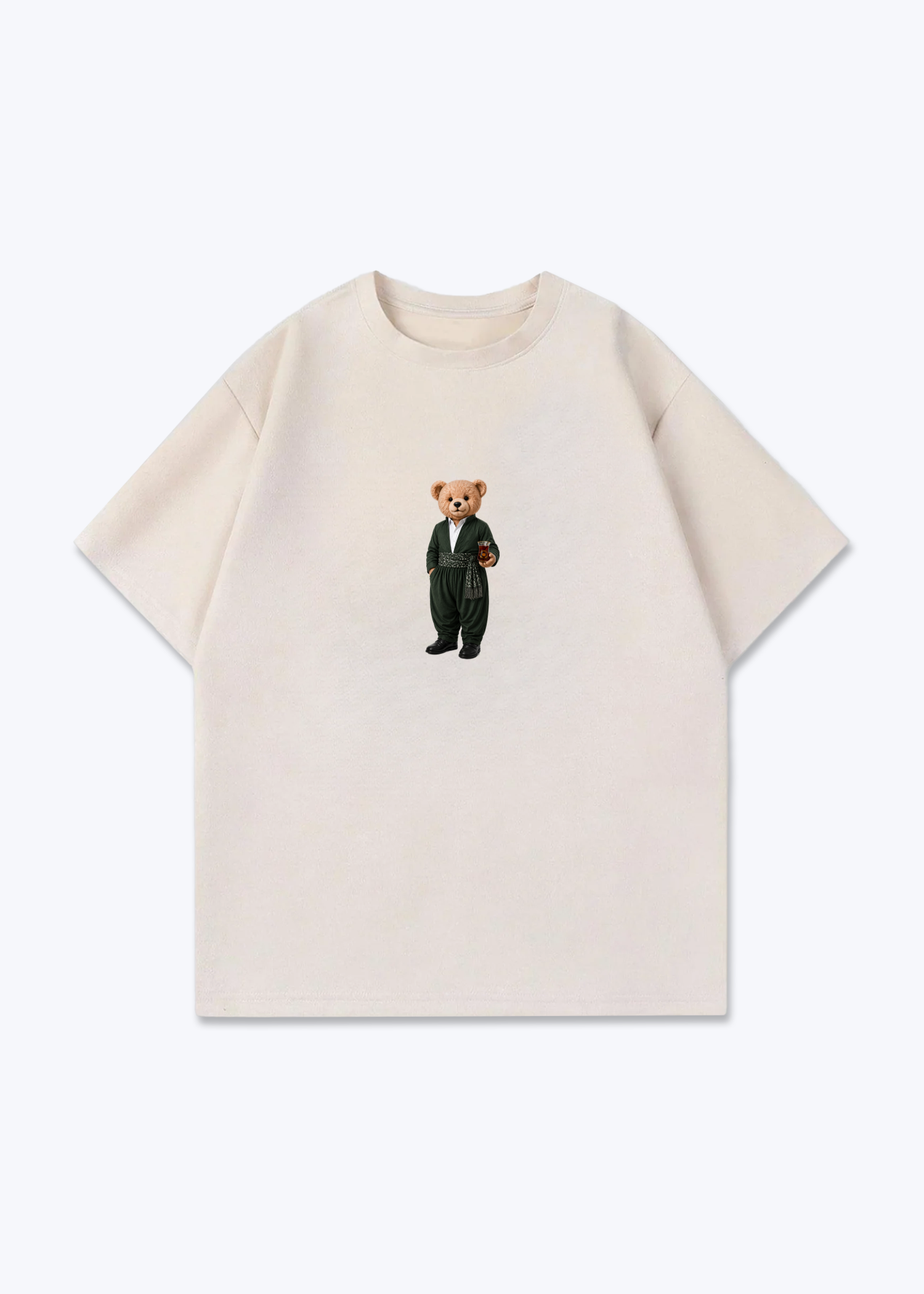 Hirç Green Oversized T-Shirt - Beige Front (Designed)
