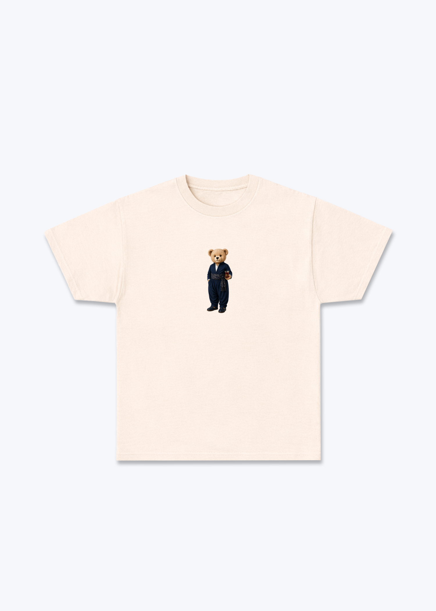Hirç Blue T-Shirt - Beige Front (Designed)
