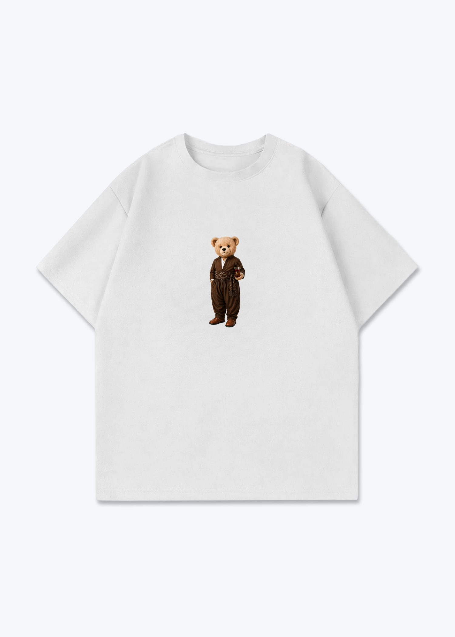 Hirç Brown Oversized T-Shirt - White Front (Designed)