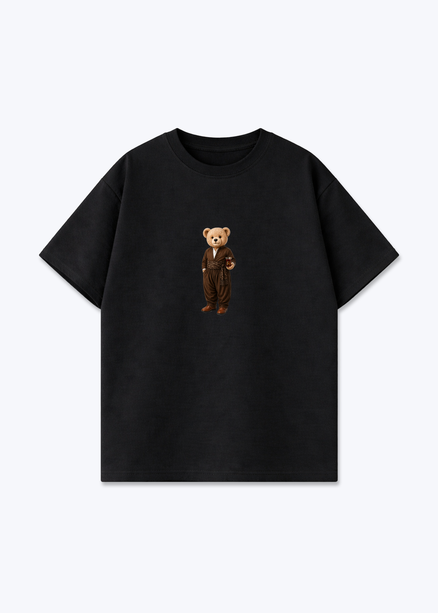 Hirç Brown Oversized T-Shirt - Black Front (Designed)