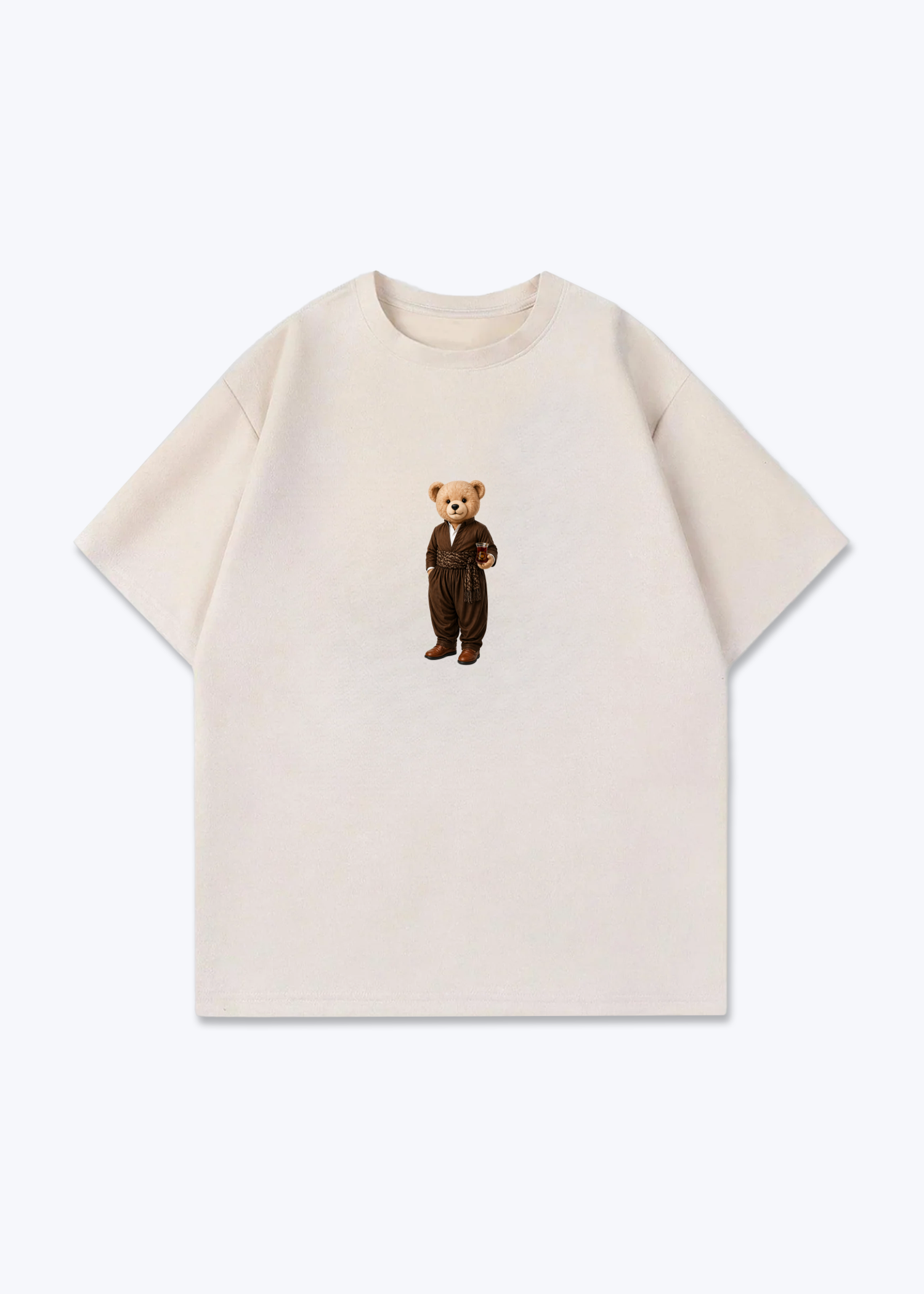 Hirç Brown Oversized T-Shirt - Beige Front (Designed)