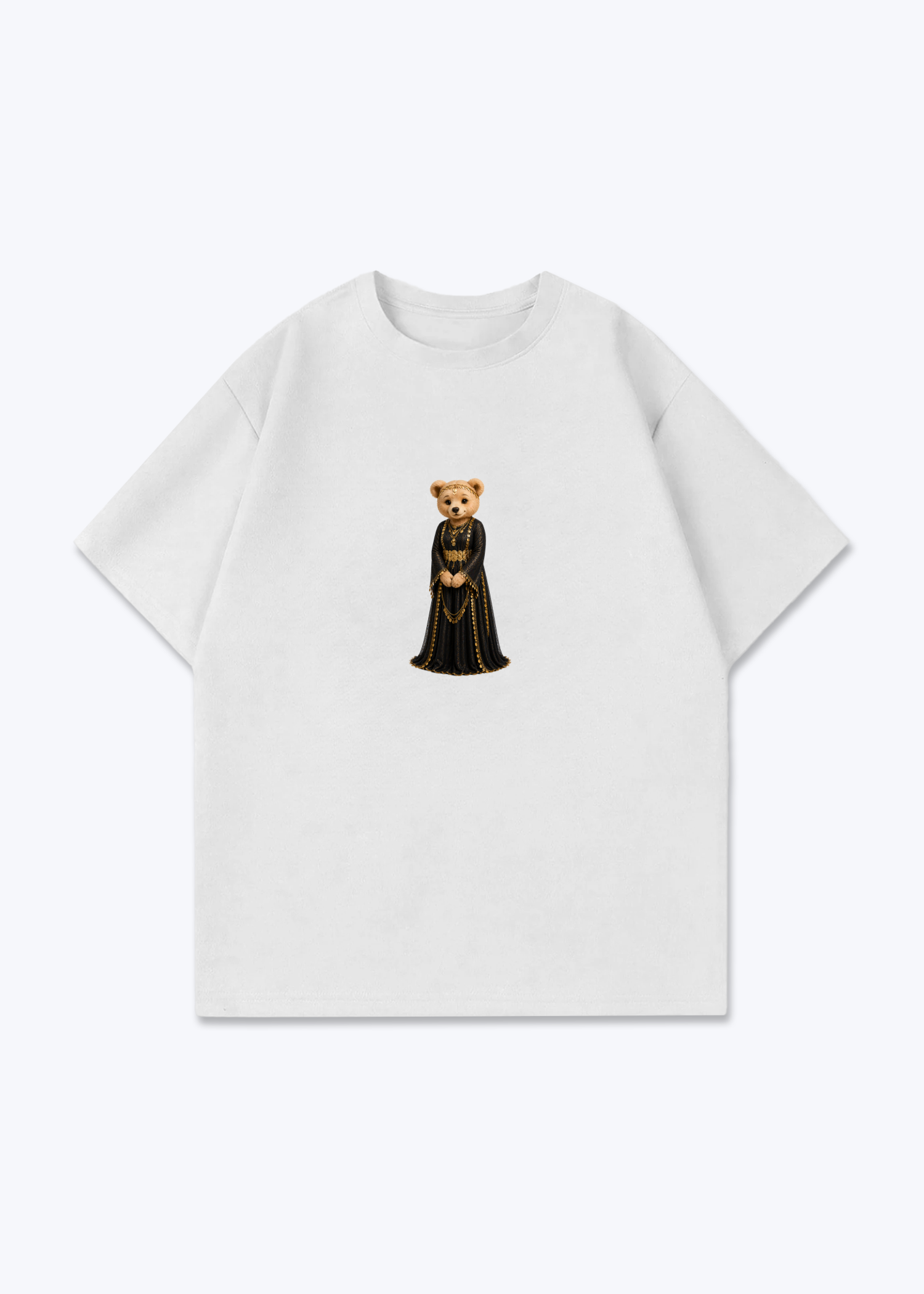 Hirçe Black Oversized T-Shirt - White Front (Designed)