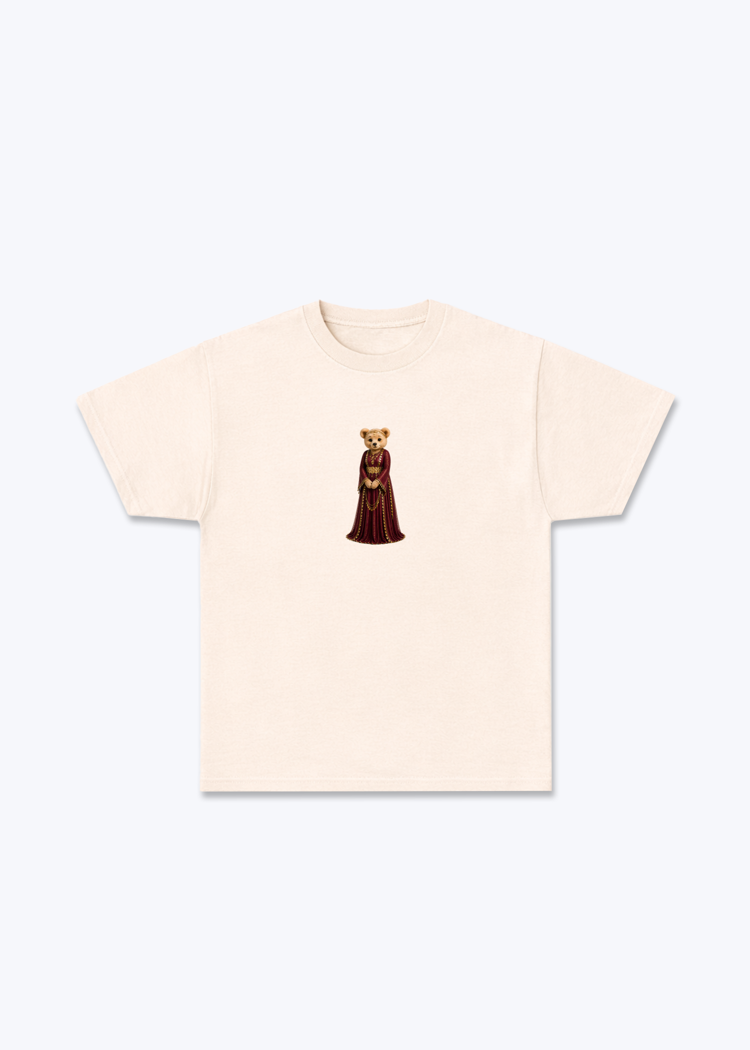 Hirçe Red T-Shirt - Beige Front (Designed)