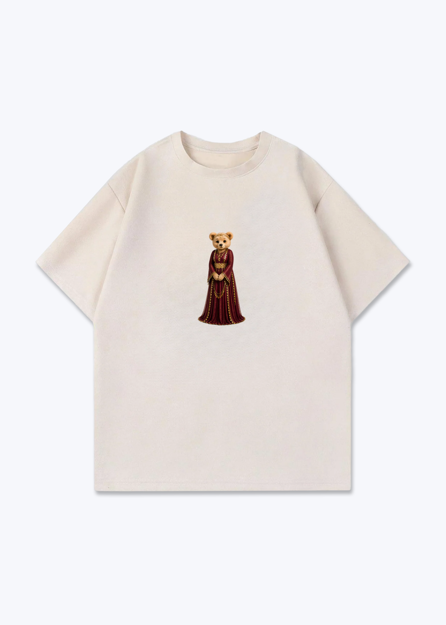 Hirçe Red Oversized T-Shirt - Beige Front (Designed)