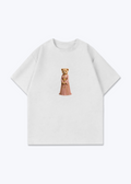 Hirçe Pink Oversized T-Shirt - White Front (Designed)