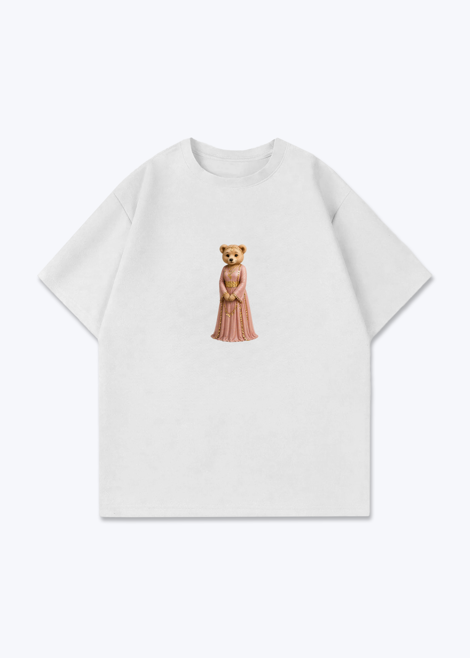 Hirçe Pink Oversized T-Shirt - White Front (Designed)