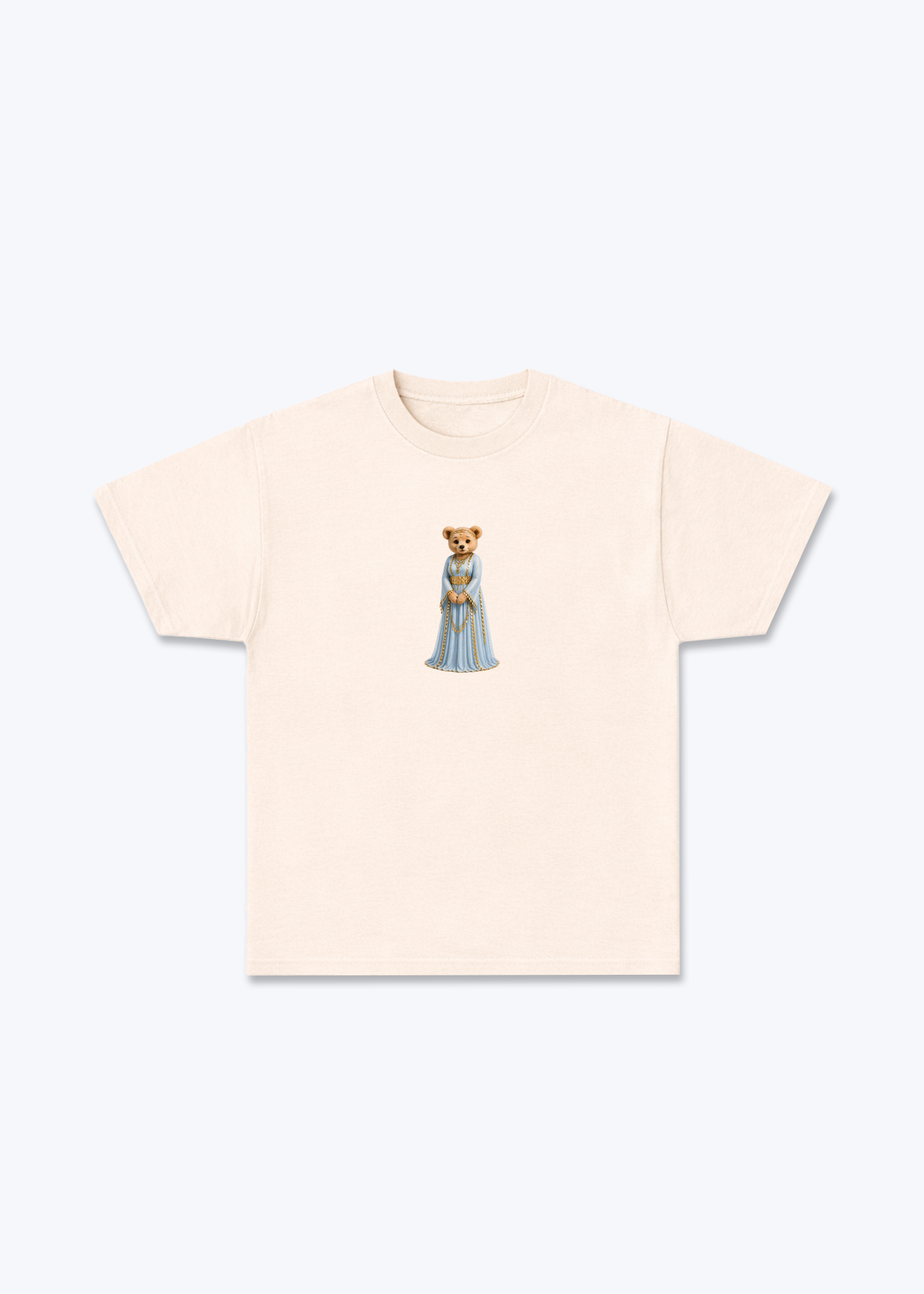 Hirçe Blue T-Shirt - Beige Front (Designed)