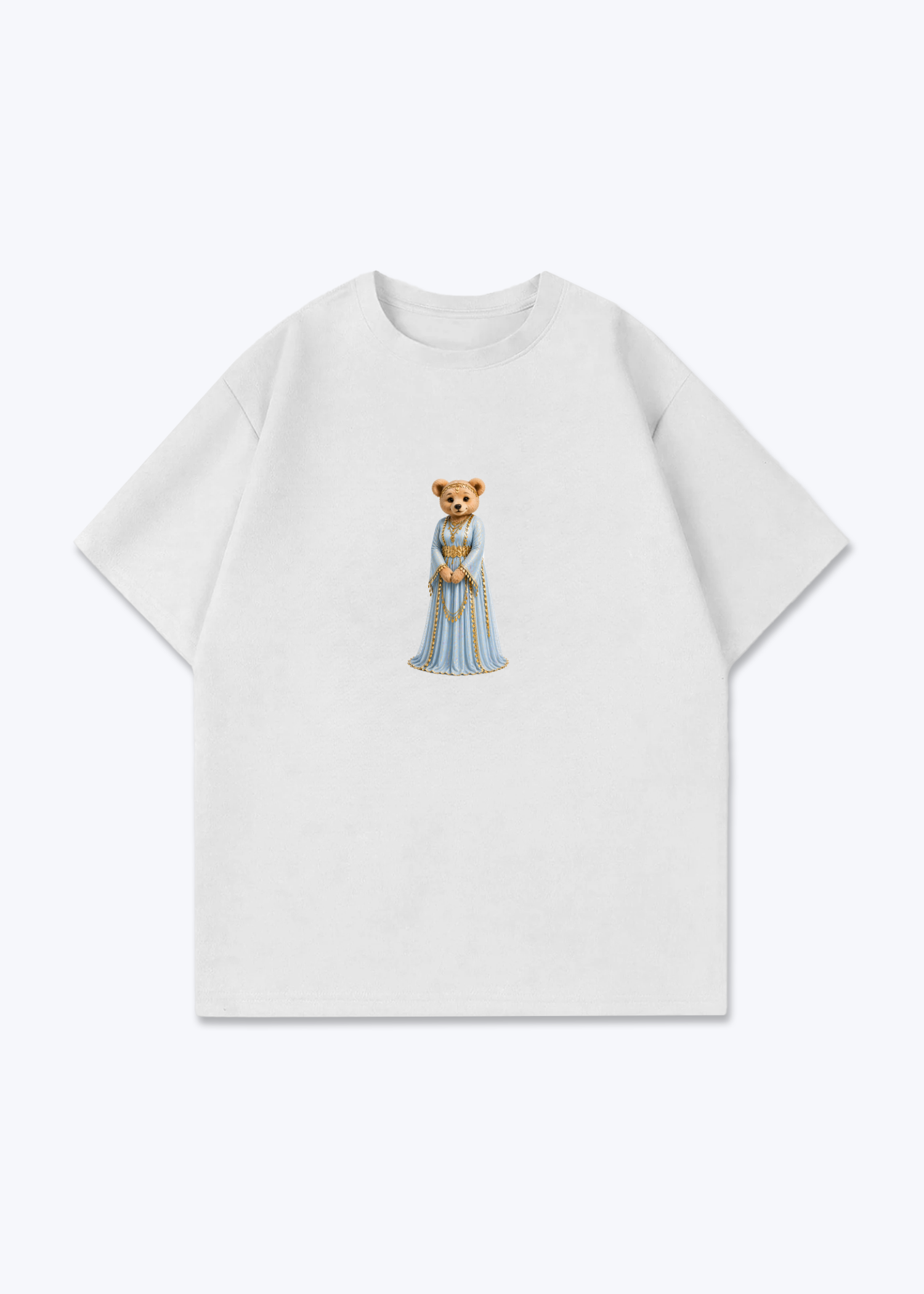 Hirçe Blue Oversized T-Shirt - White Front (Designed)