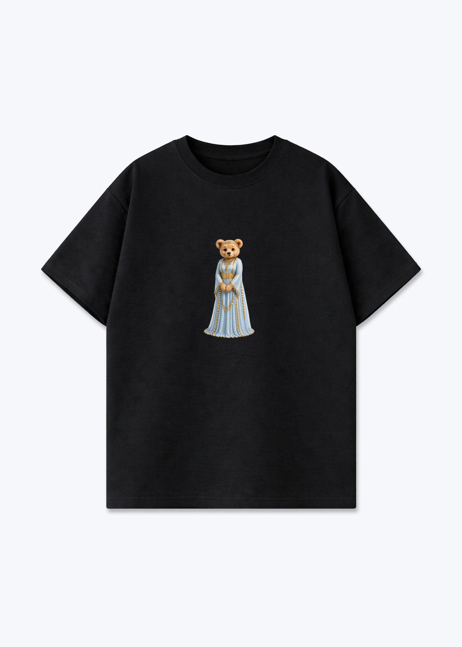 Hirçe Blue Oversized T-Shirt - Black Front (Designed)