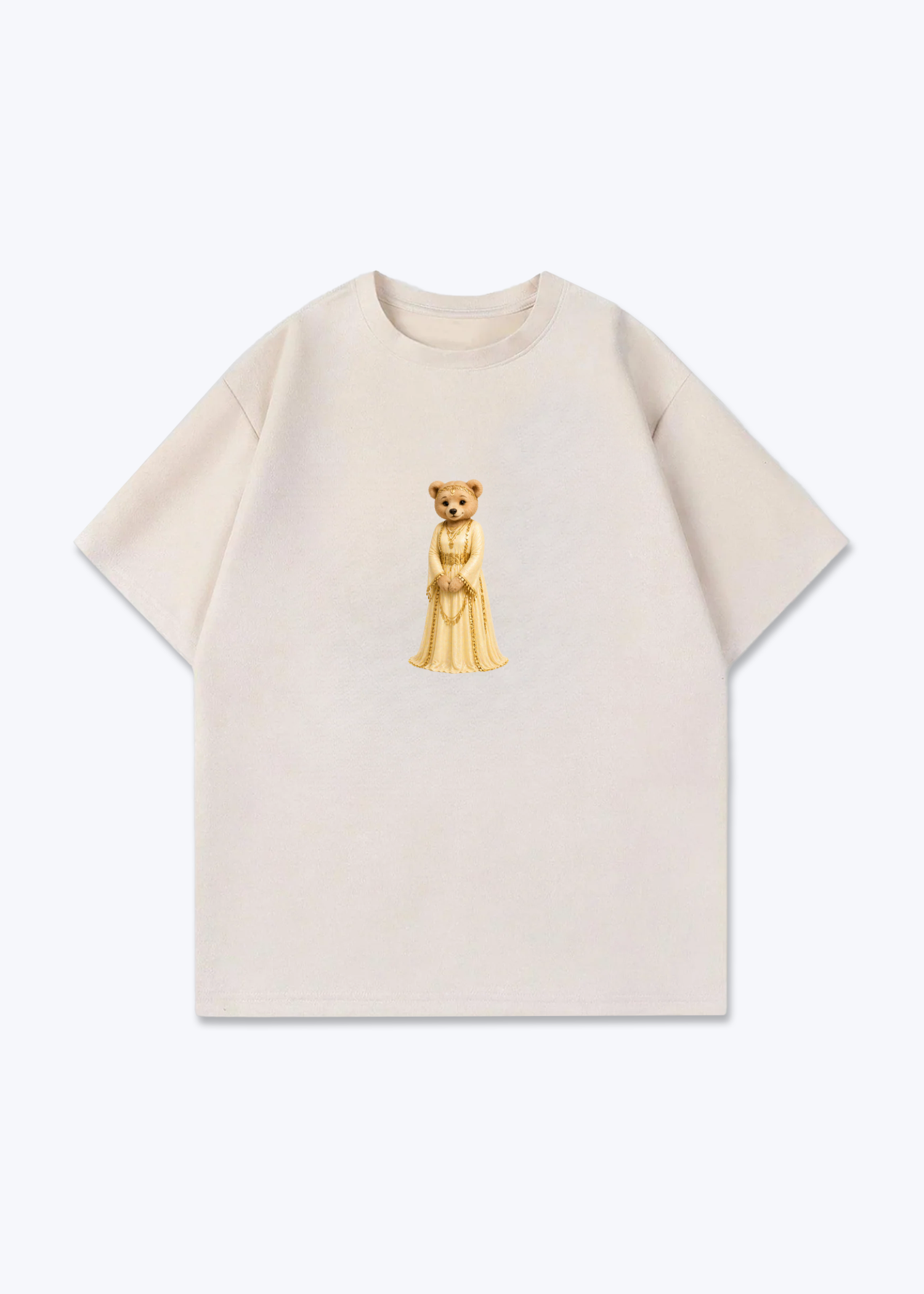 Hirçe Yellow Oversized T-Shirt - Beige Front (Designed)