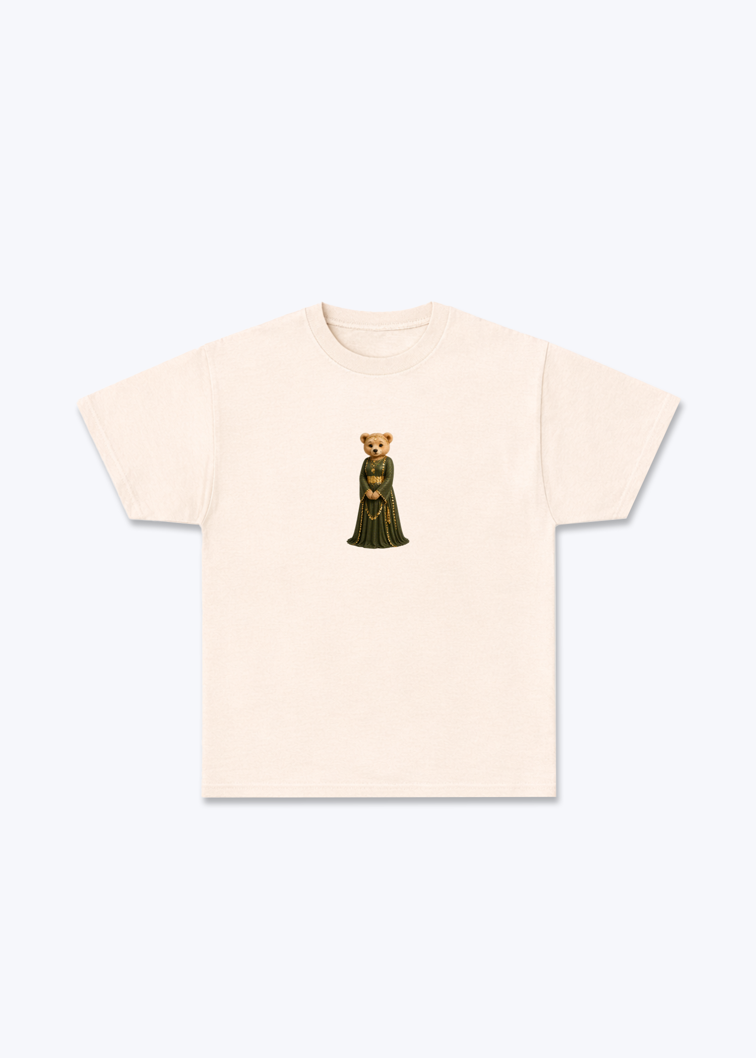 Hirçe Green T-Shirt - Beige Front (Designed)