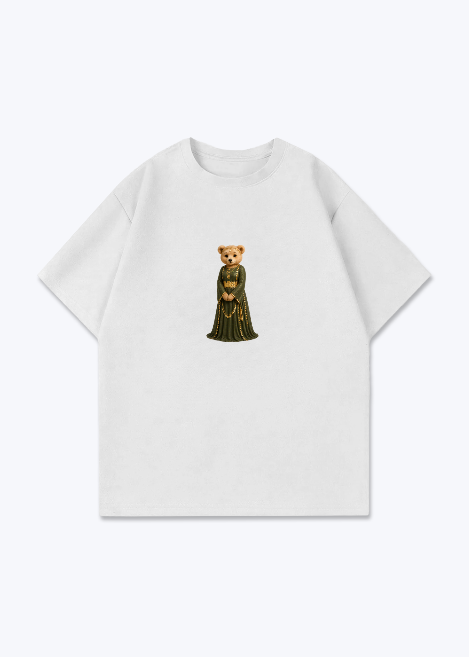 Hirçe Green Oversized T-Shirt - White Front (Designed)