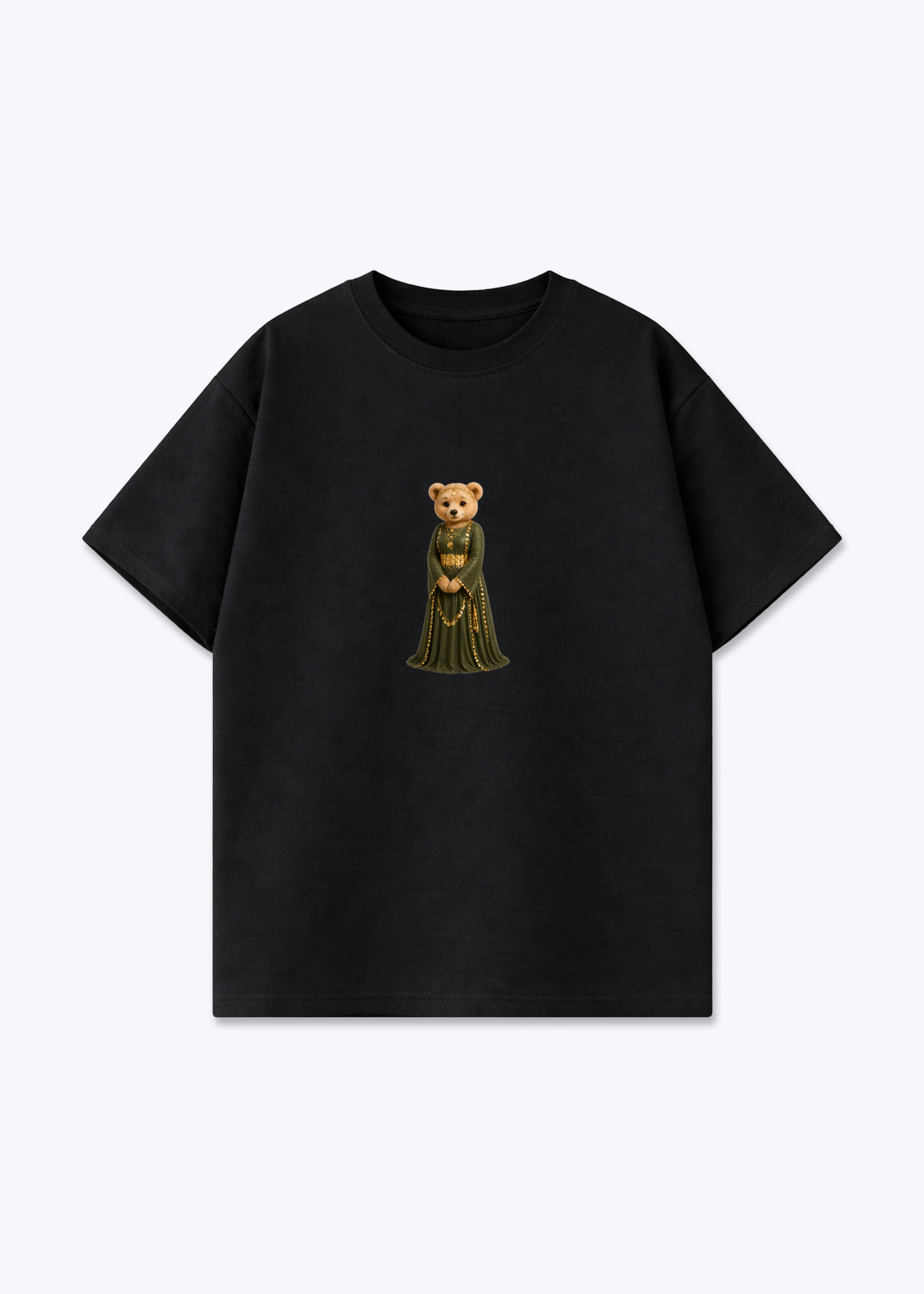 Hirçe Green Oversized T-Shirt - Black Front (Designed)