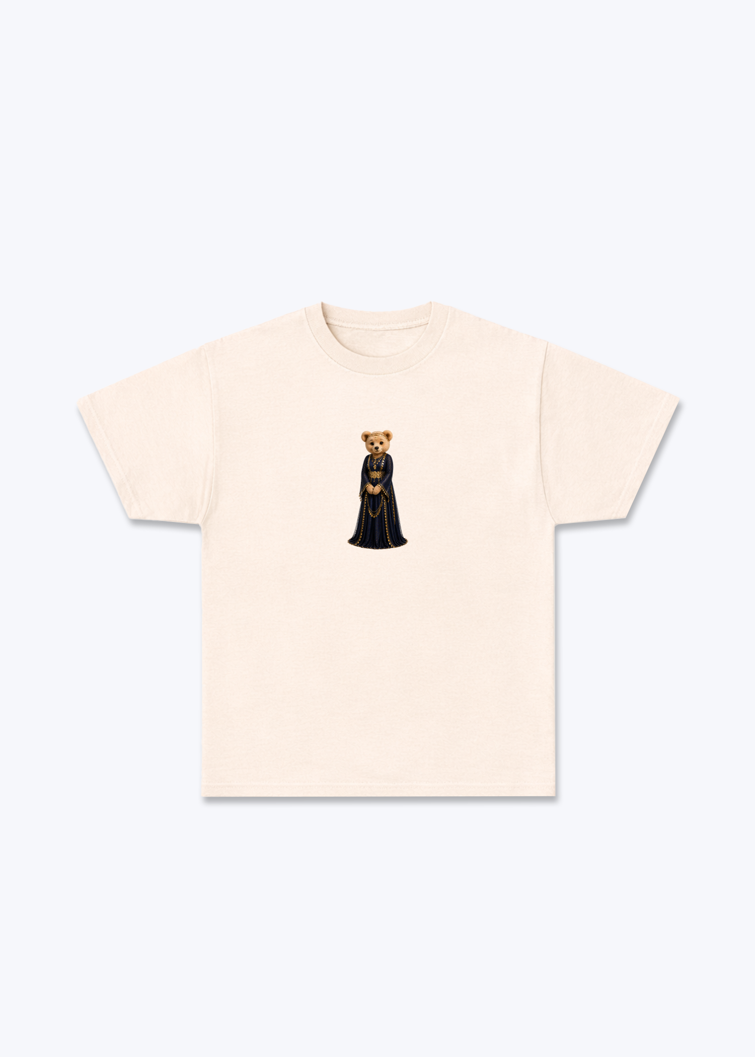 Hirçe Dark Blue T-Shirt - Beige Front (Designed)