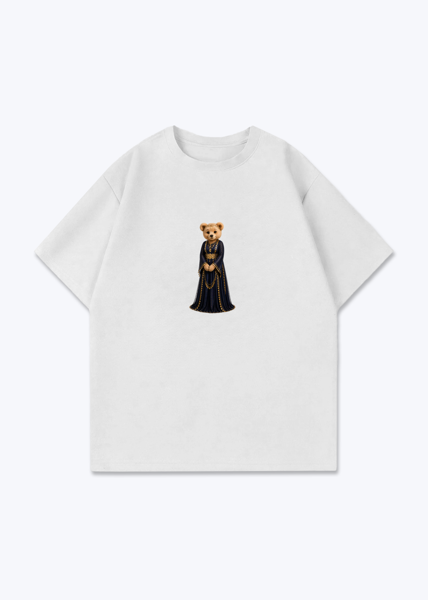 Hirçe Dark Blue Oversized T-Shirt - White Front (Designed)