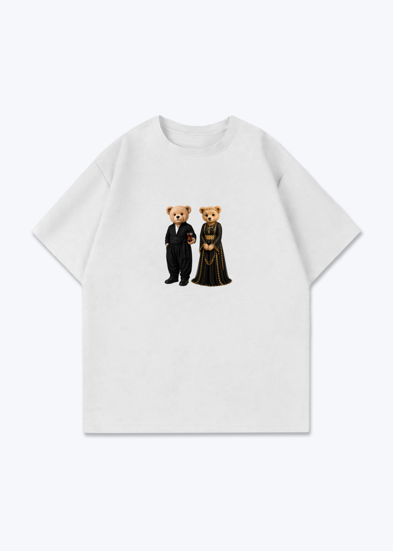 Hirç & Hirçe Black Oversized T-Shirt - White Front (Designed)