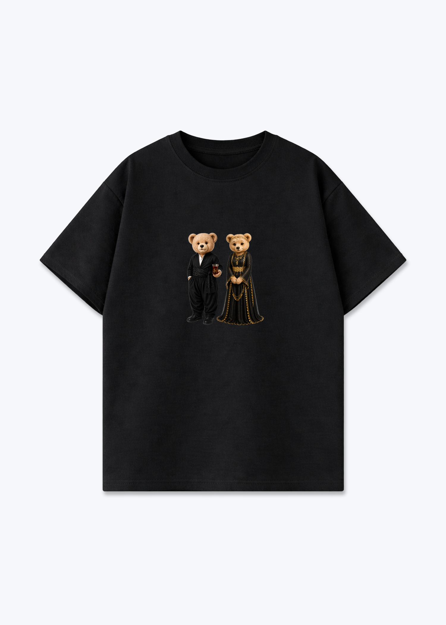 Hirç & Hirçe Black Oversized T-Shirt - Black Front (Designed)