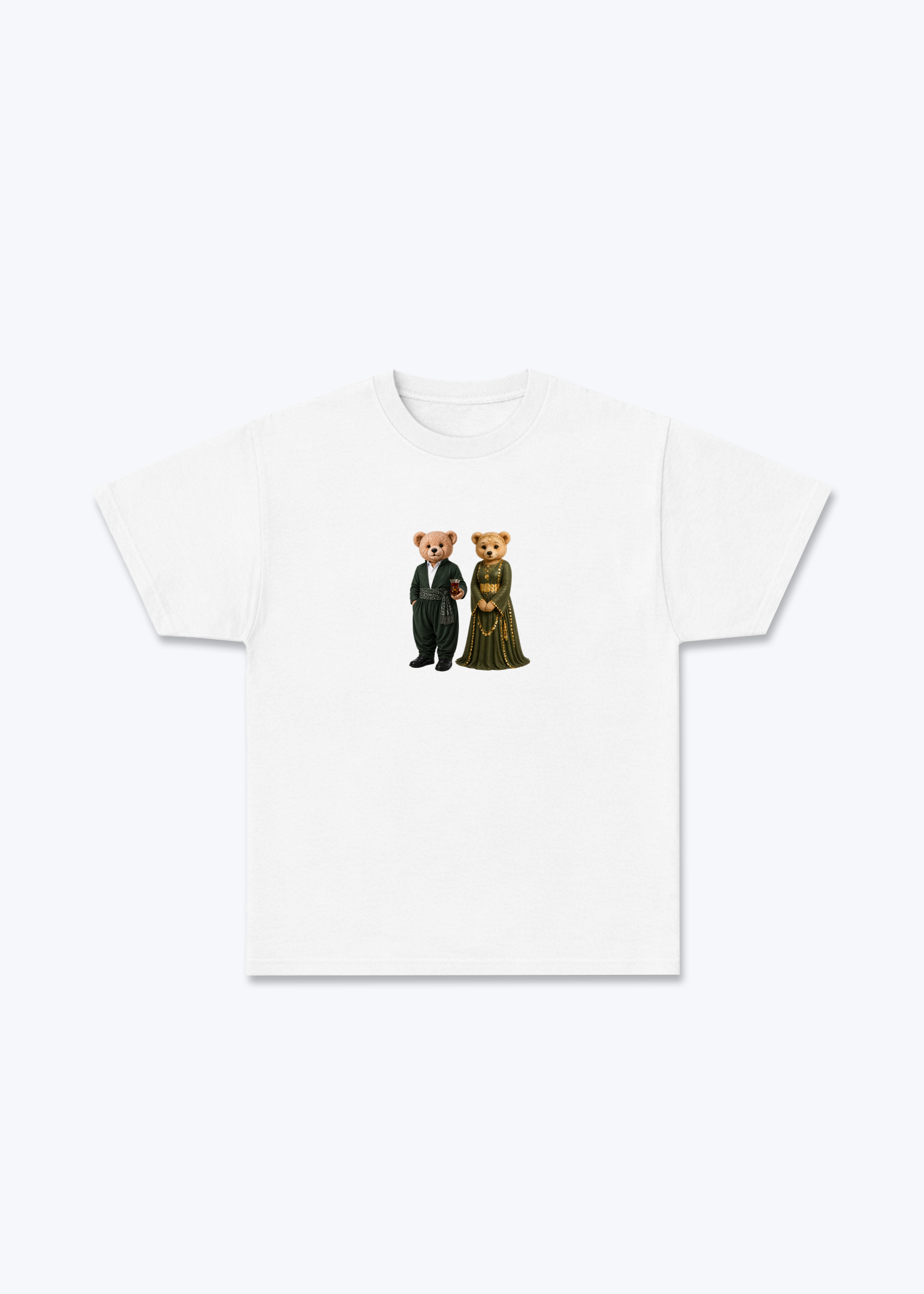 Hirç & Hirçe Green T-Shirt - White Front (Designed)