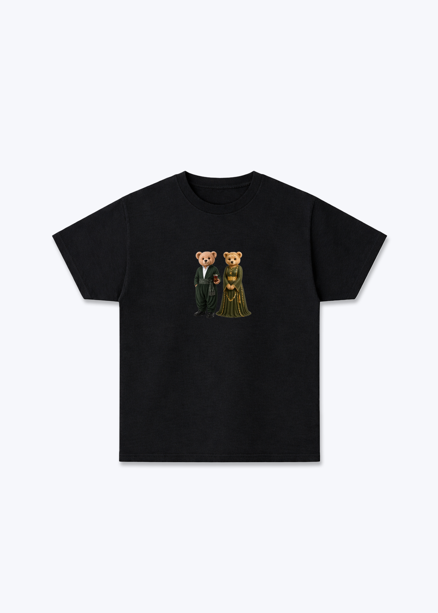 Hirç & Hirçe Green T-Shirt - Black Front (Designed)