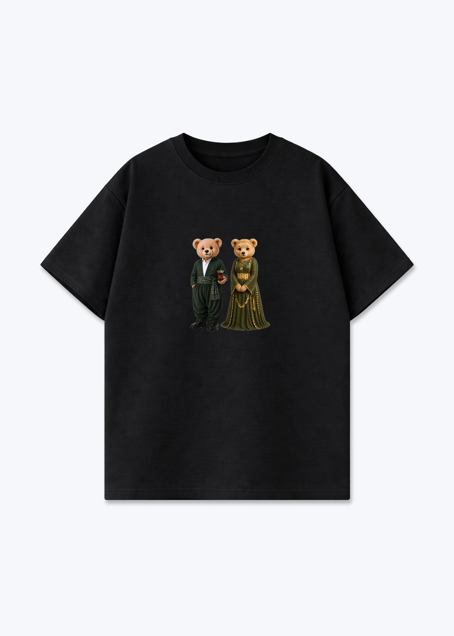 Hirç & Hirçe Green Oversized T-Shirt - Black Front (Designed)
