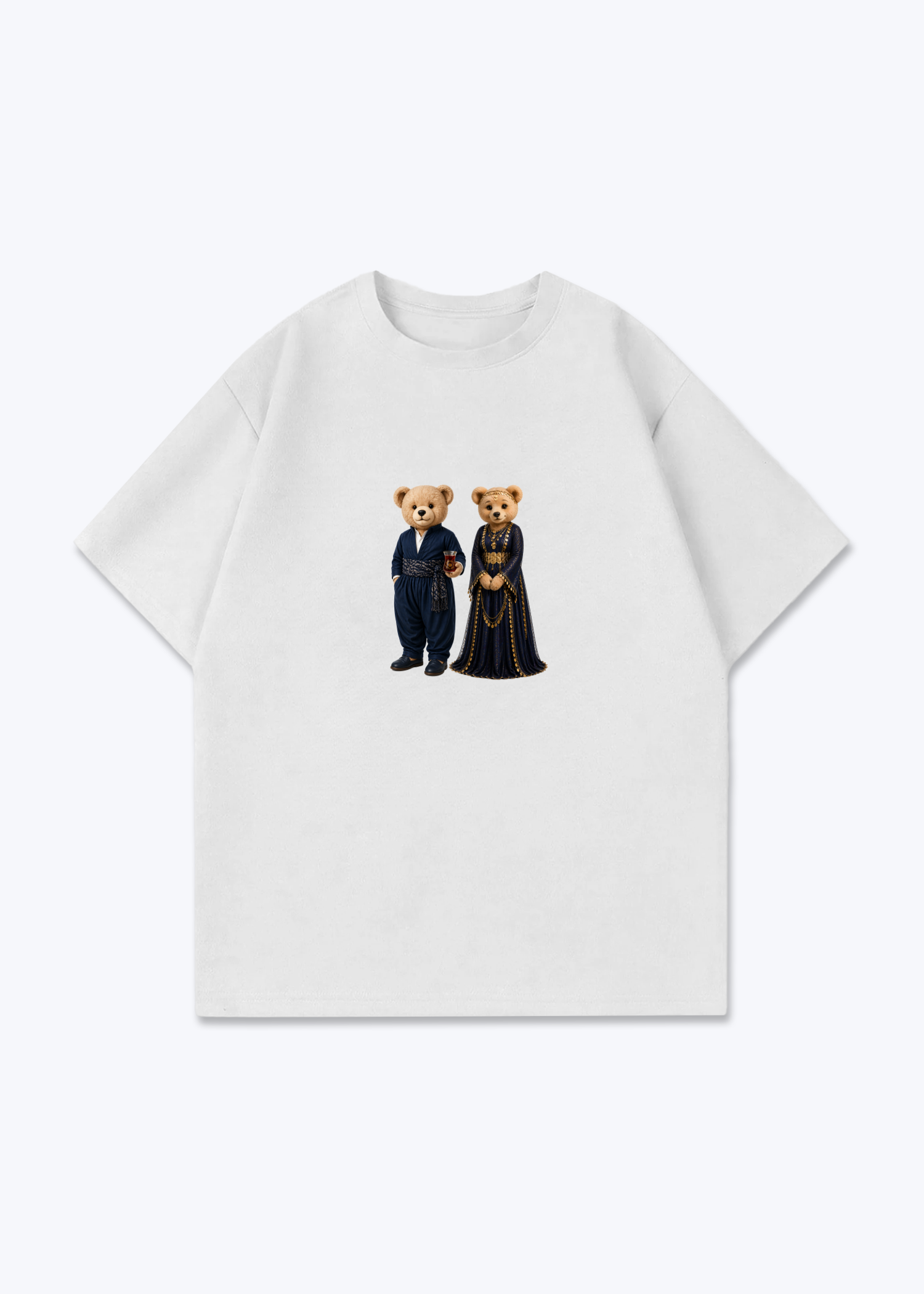 Hirç & Hirçe Blue Oversized T-Shirt - White Front (Designed)