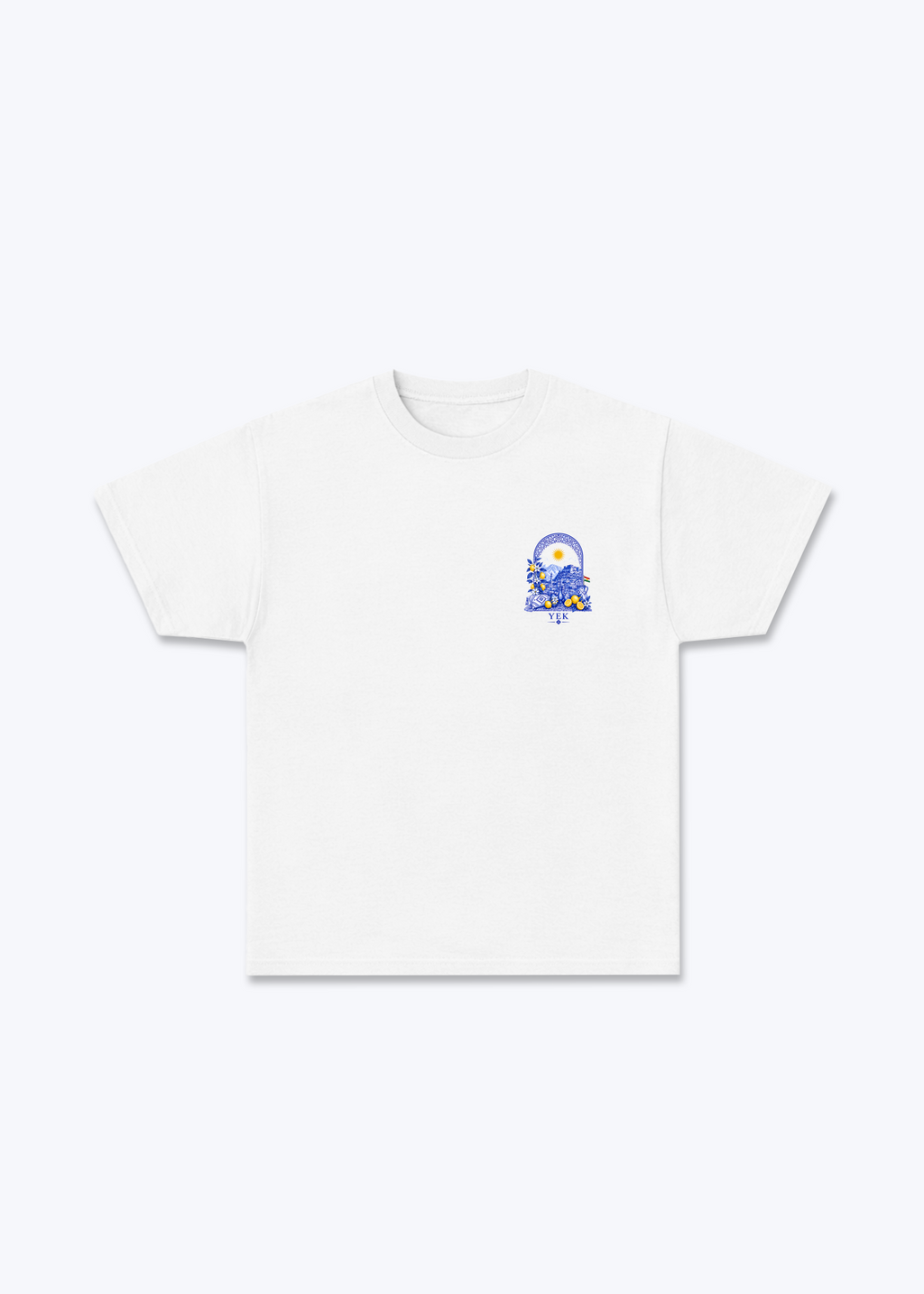YEK Roj Blue T-Shirt - White Front (Designed)