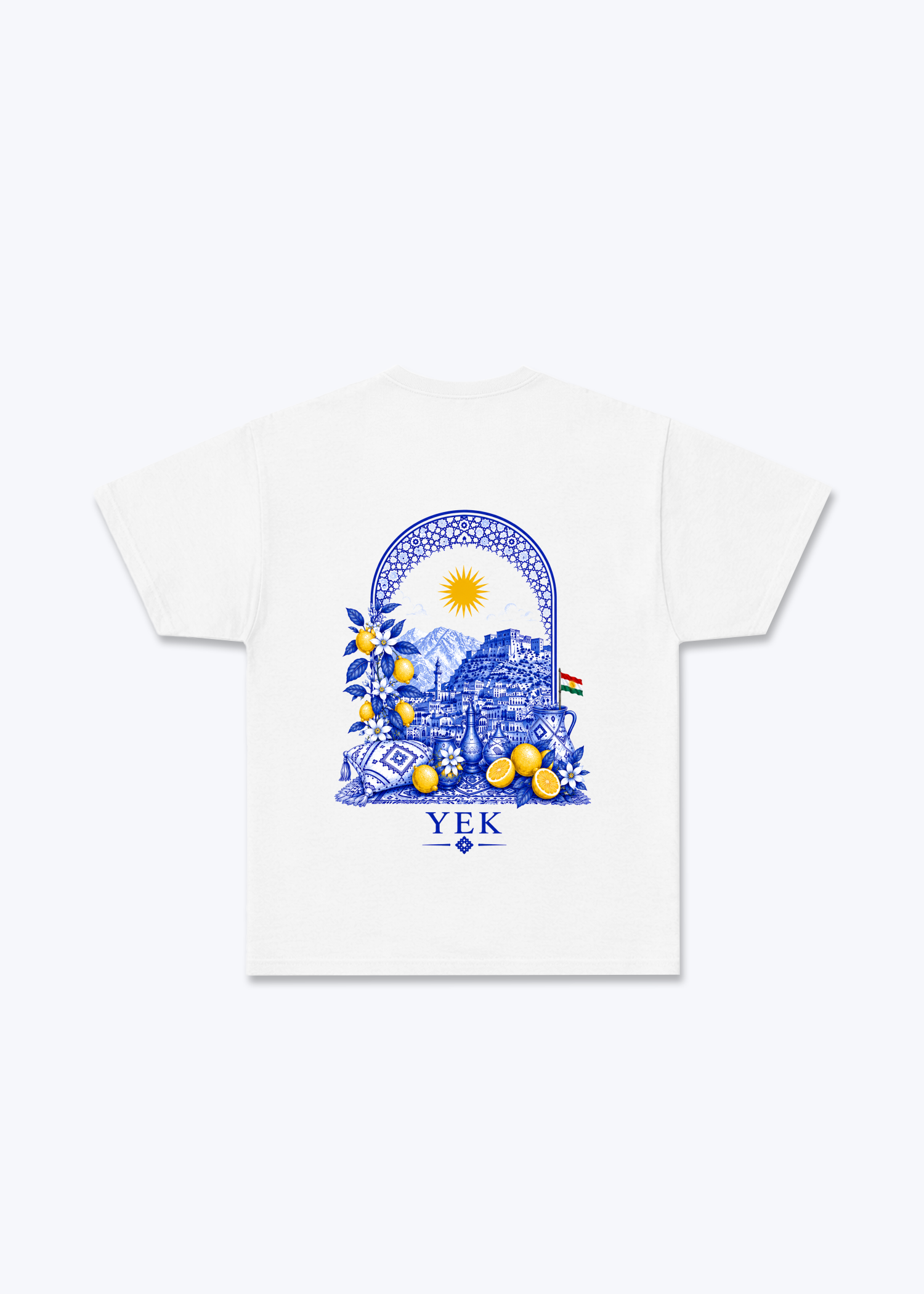 YEK Roj Blue T-Shirt - White Back (Designed)
